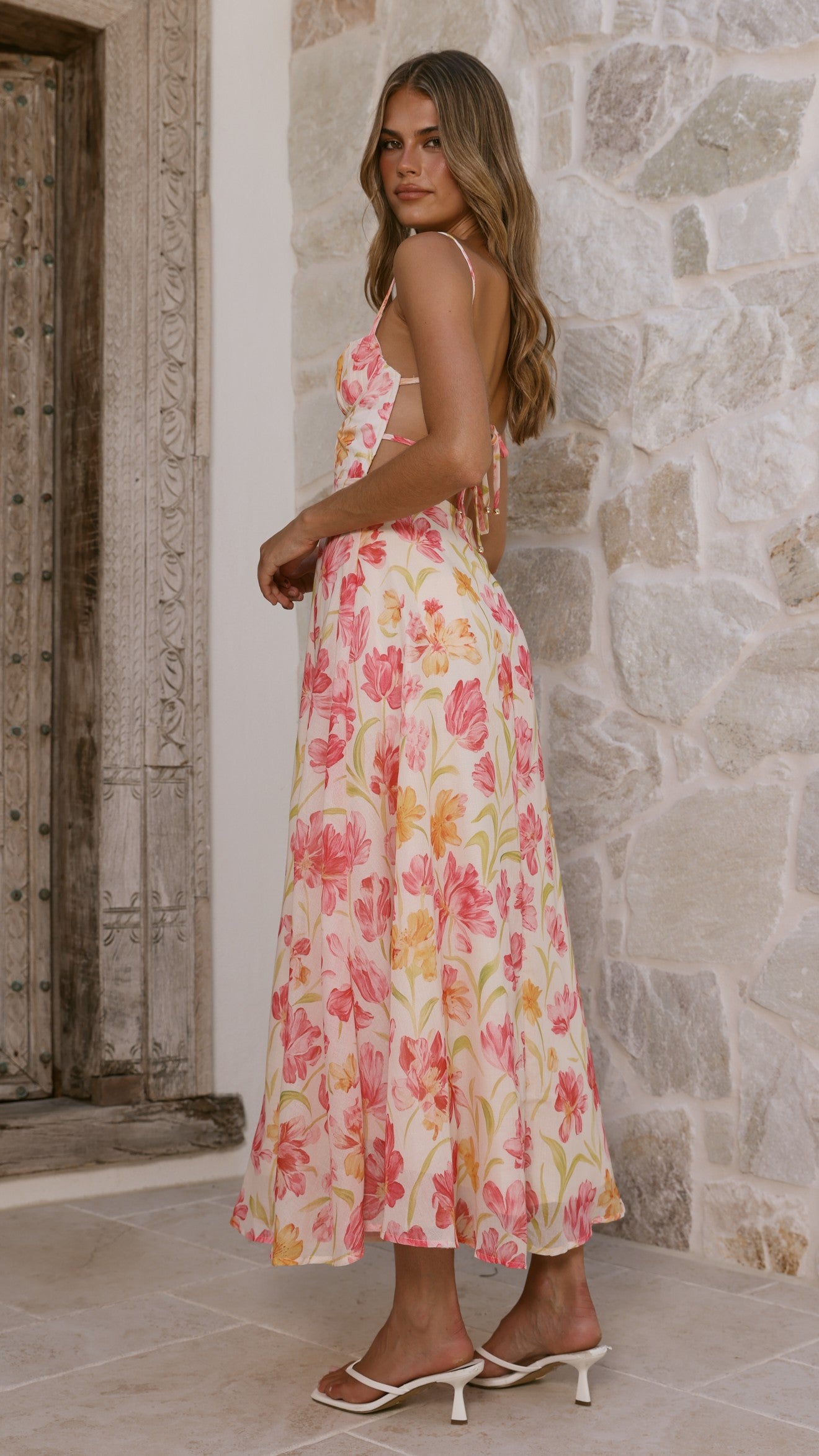 Rahima Maxi Dress - Pink/Yellow Flower - Buy Women's Dresses - Billy J