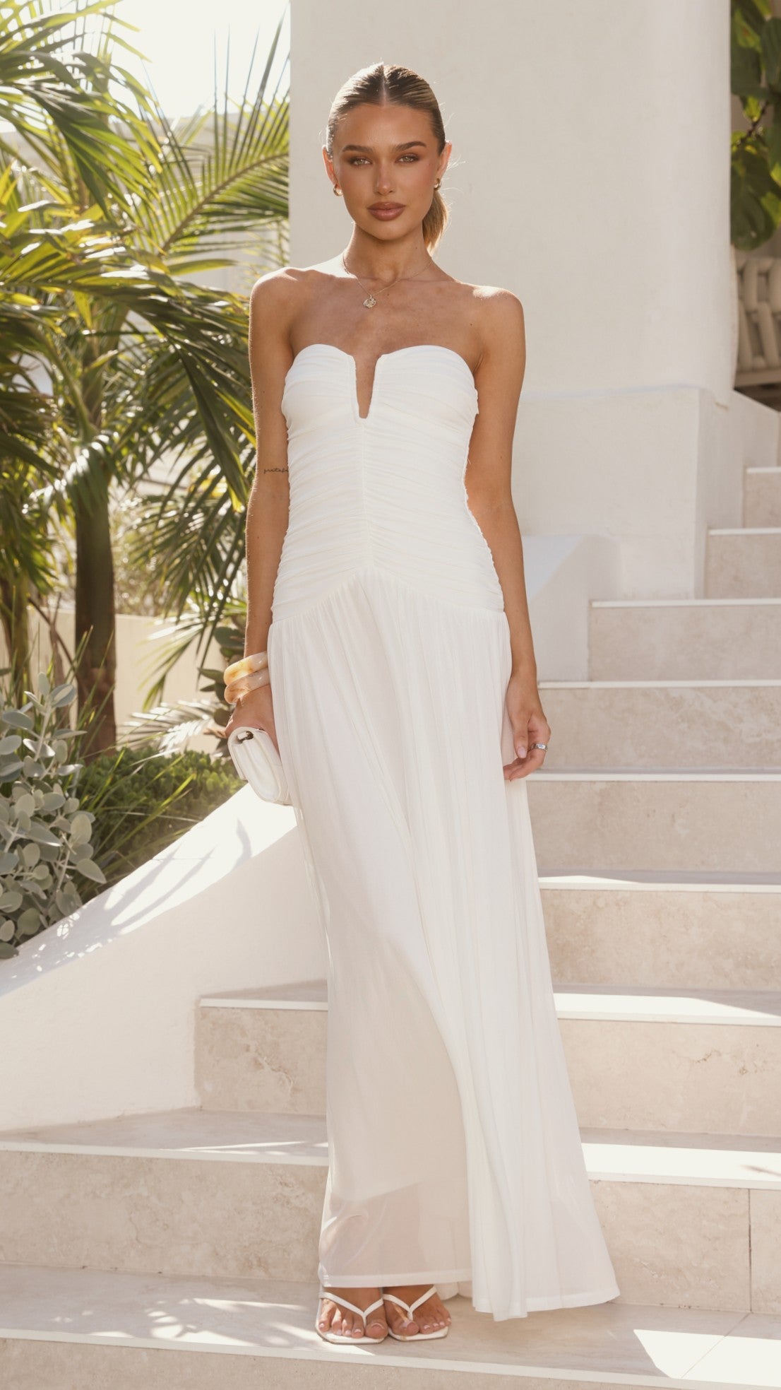 strapless maxi white dress Giselle - - Buy Women's Dresses Eid1_2024 Size:17/17.5 x 37 adding a romantic touch Women's Sexy Black Lace