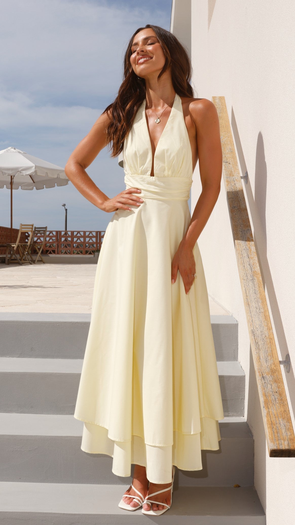 Kathy Halter Neck Maxi Dress - Lemon - Buy Women's Maxi Dresses