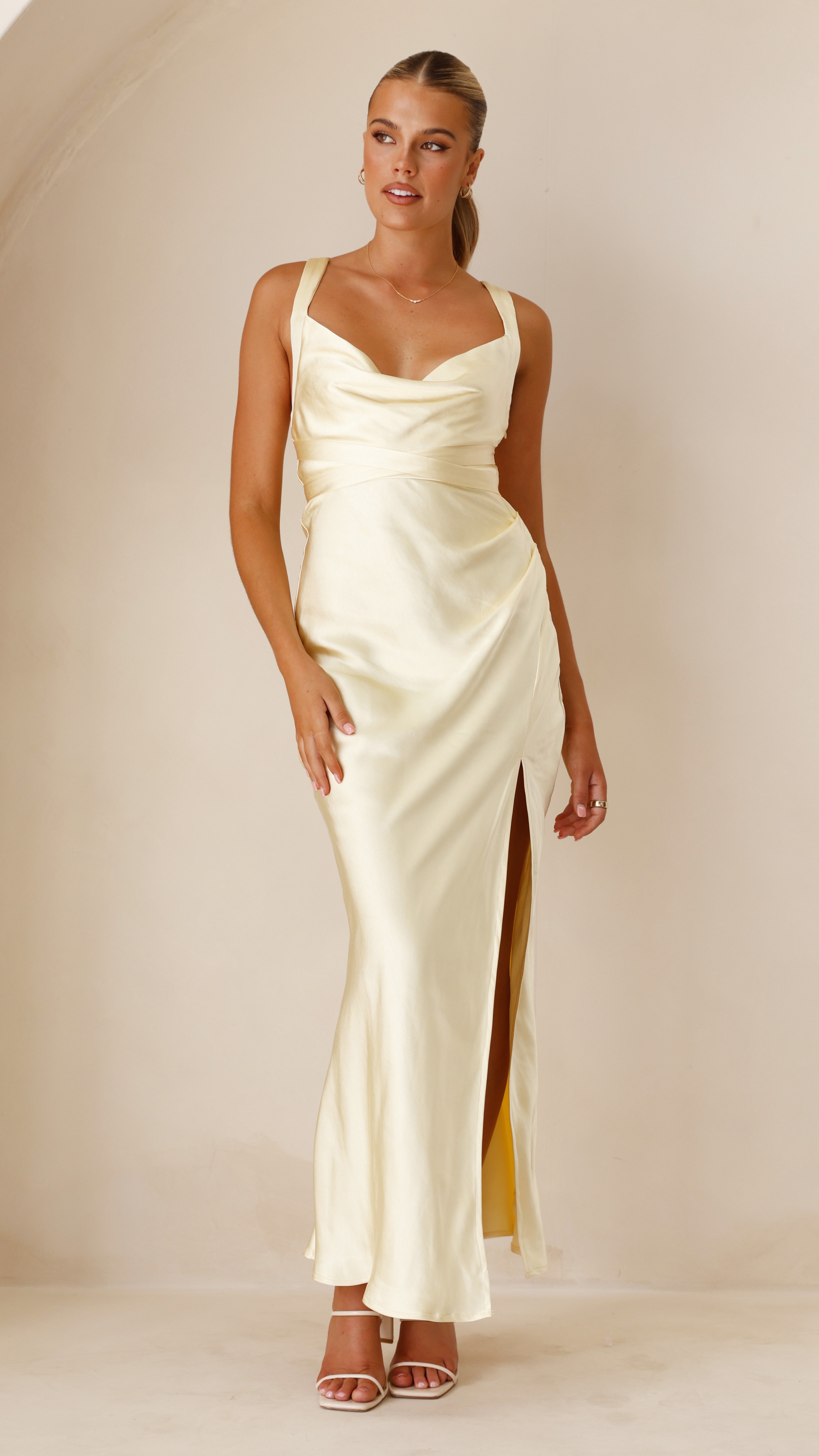 zendaya purple yellow dress fitted lace wedding dress Theia Women's Zendaya Mikado Gown - Purple