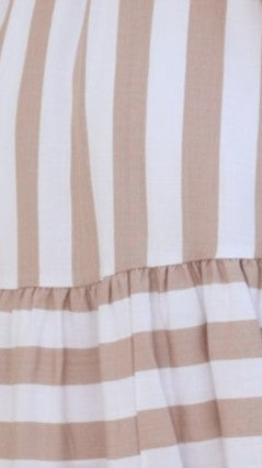 Rebecca Mini Dress - Beige Stripe - Billy J