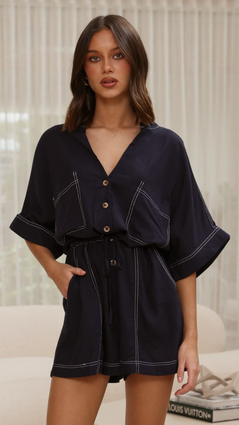 Cami Playsuit - Navy - Billy J