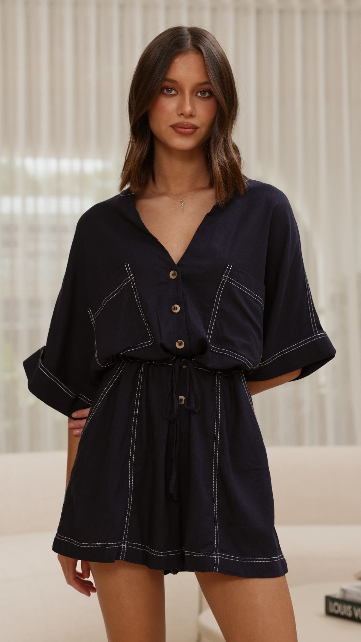 Cami Playsuit - Navy - Billy J