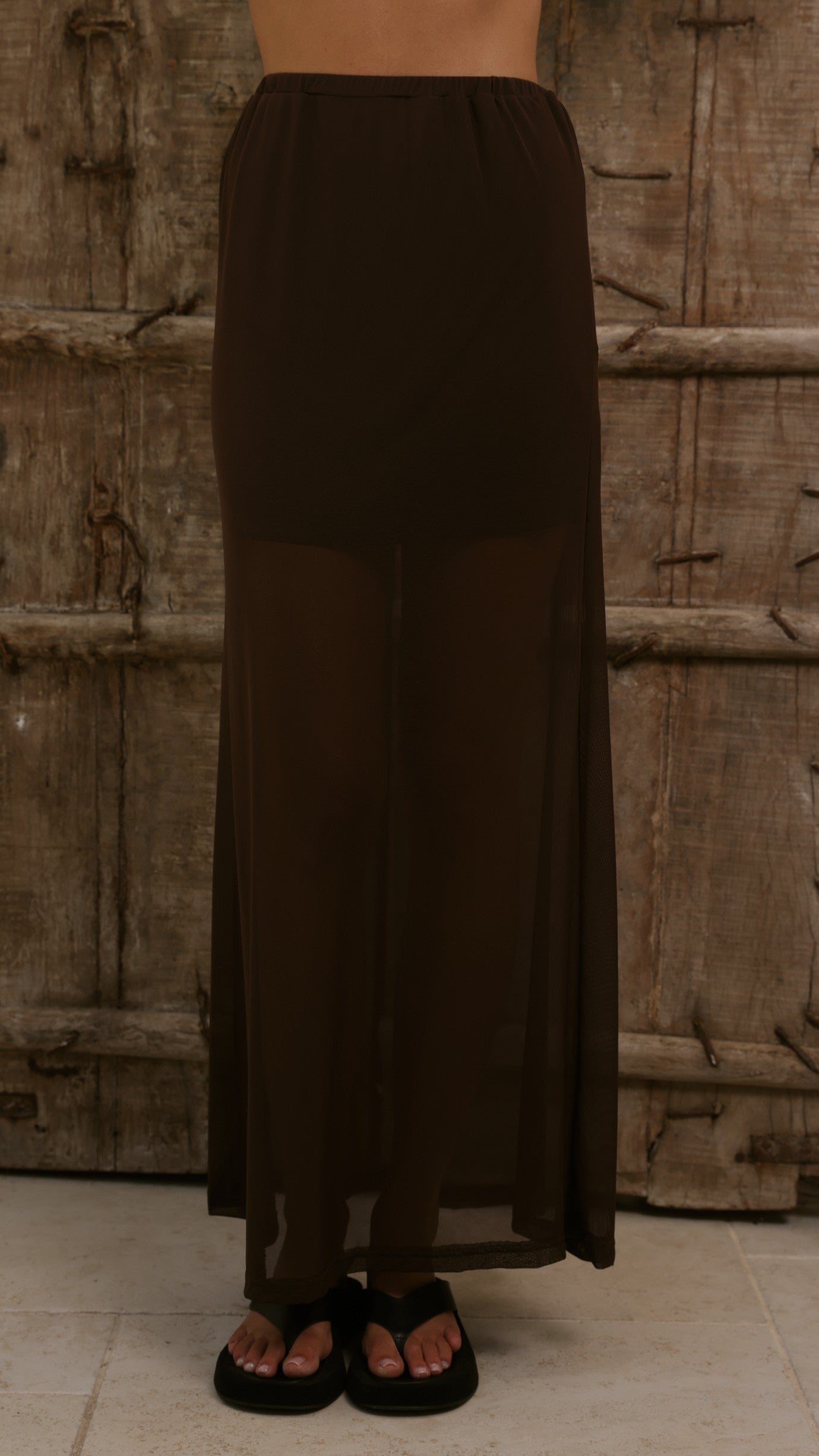 Onella Semi Sheer Maxi Skirt - Chocolate - Billy J