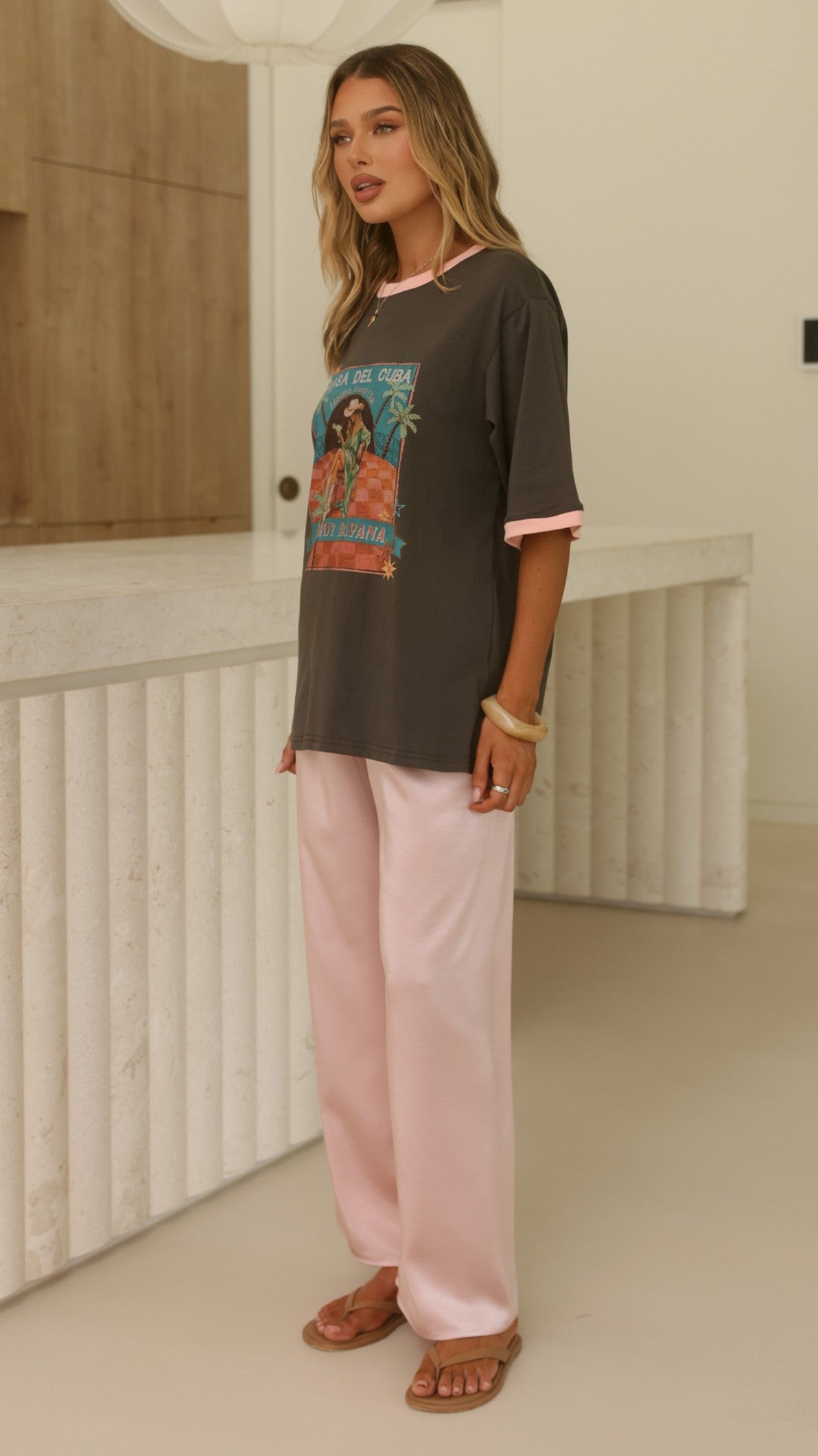 Howdy Havana Tee - Charcoal/Pink - Billy J