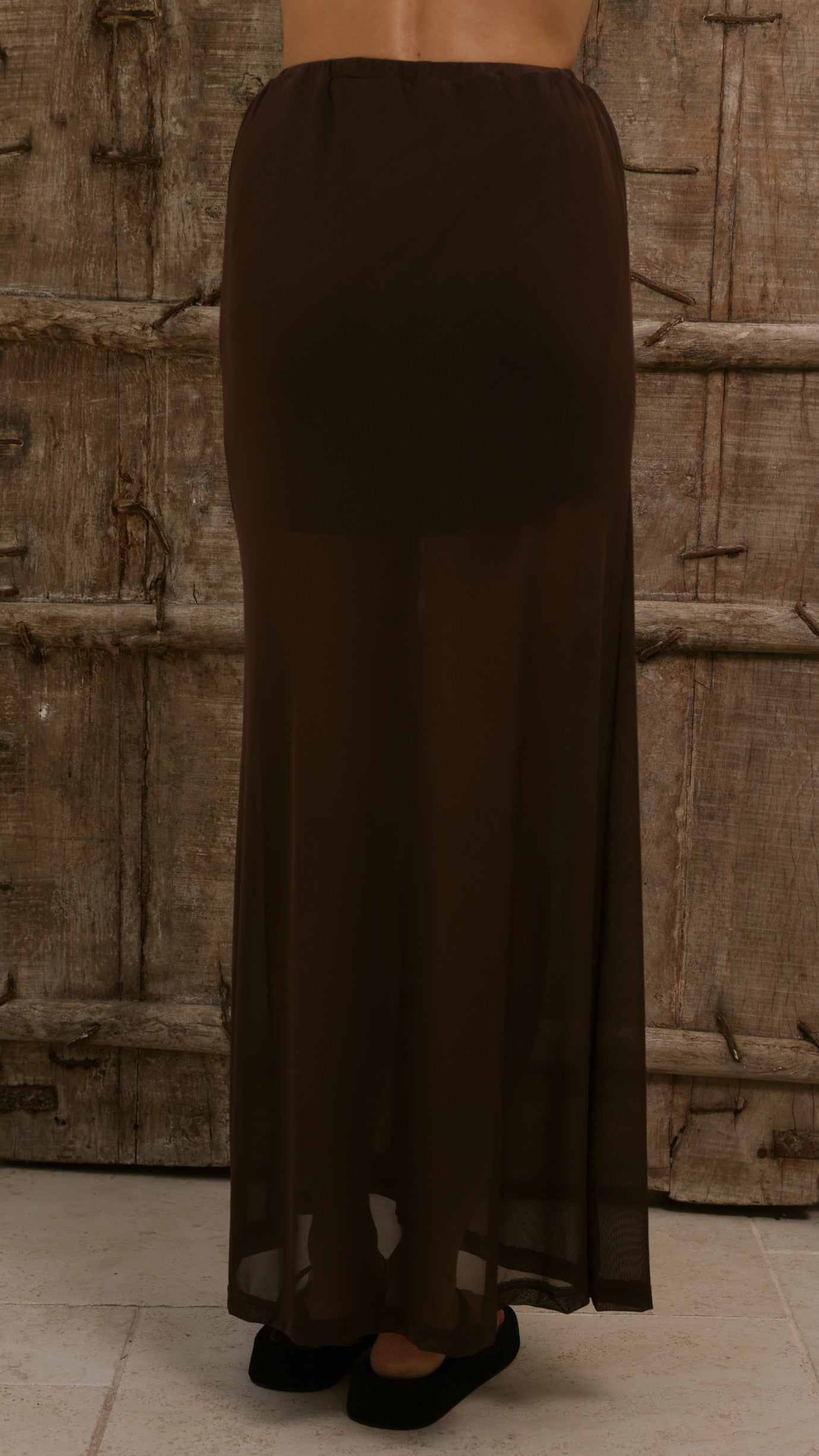 Onella Semi Sheer Maxi Skirt - Chocolate - Billy J