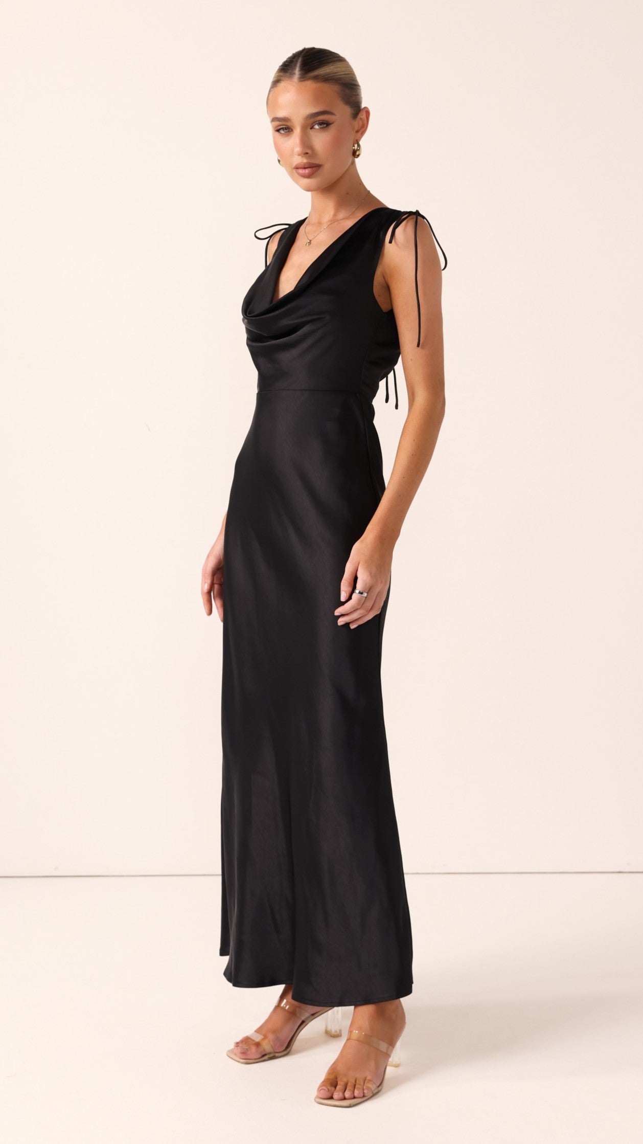 Madeline Cowl Neck Maxi Dress - Black - Billy J