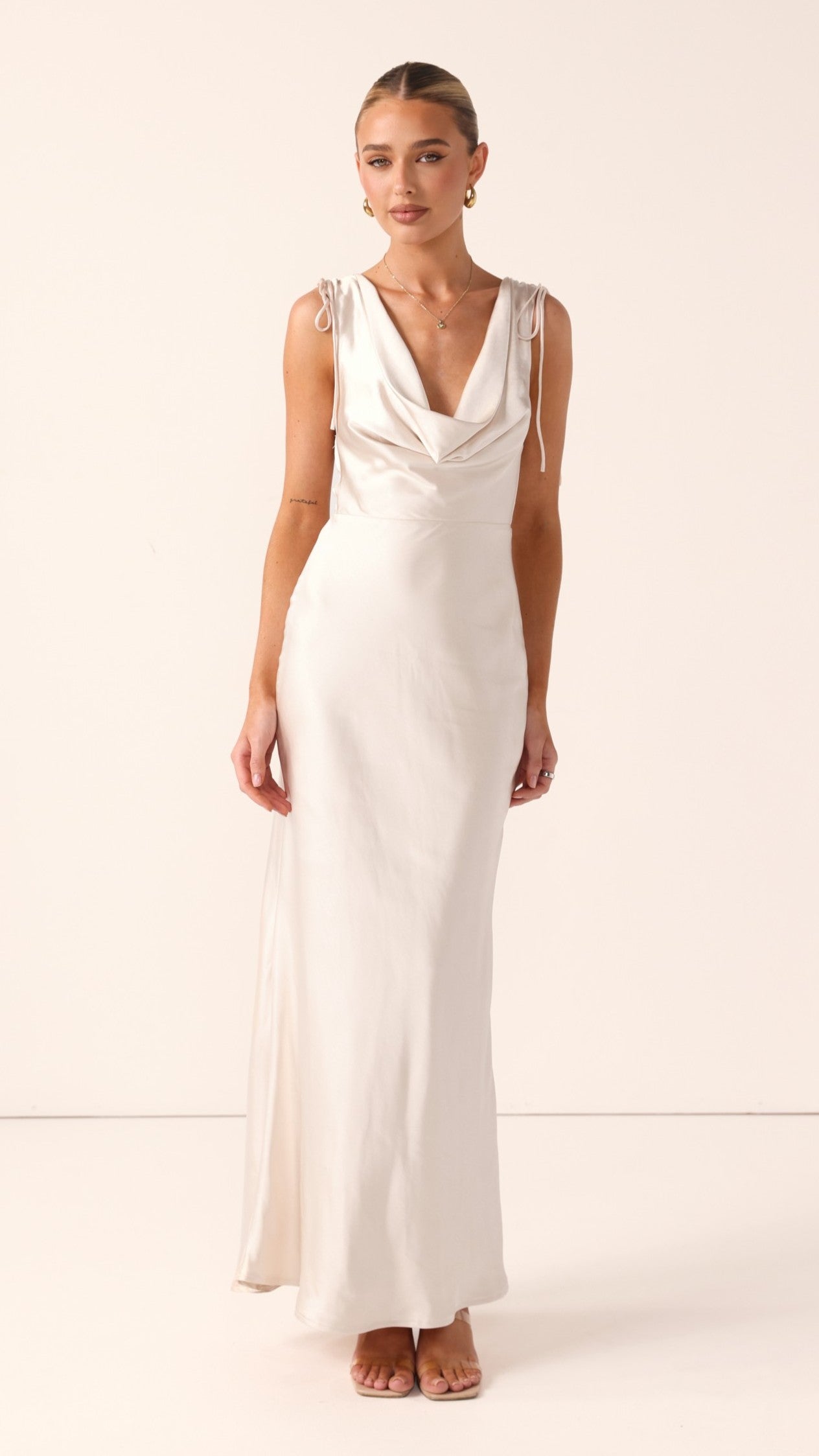 Madeline Cowl Neck Maxi Dress - Champagne - Billy J