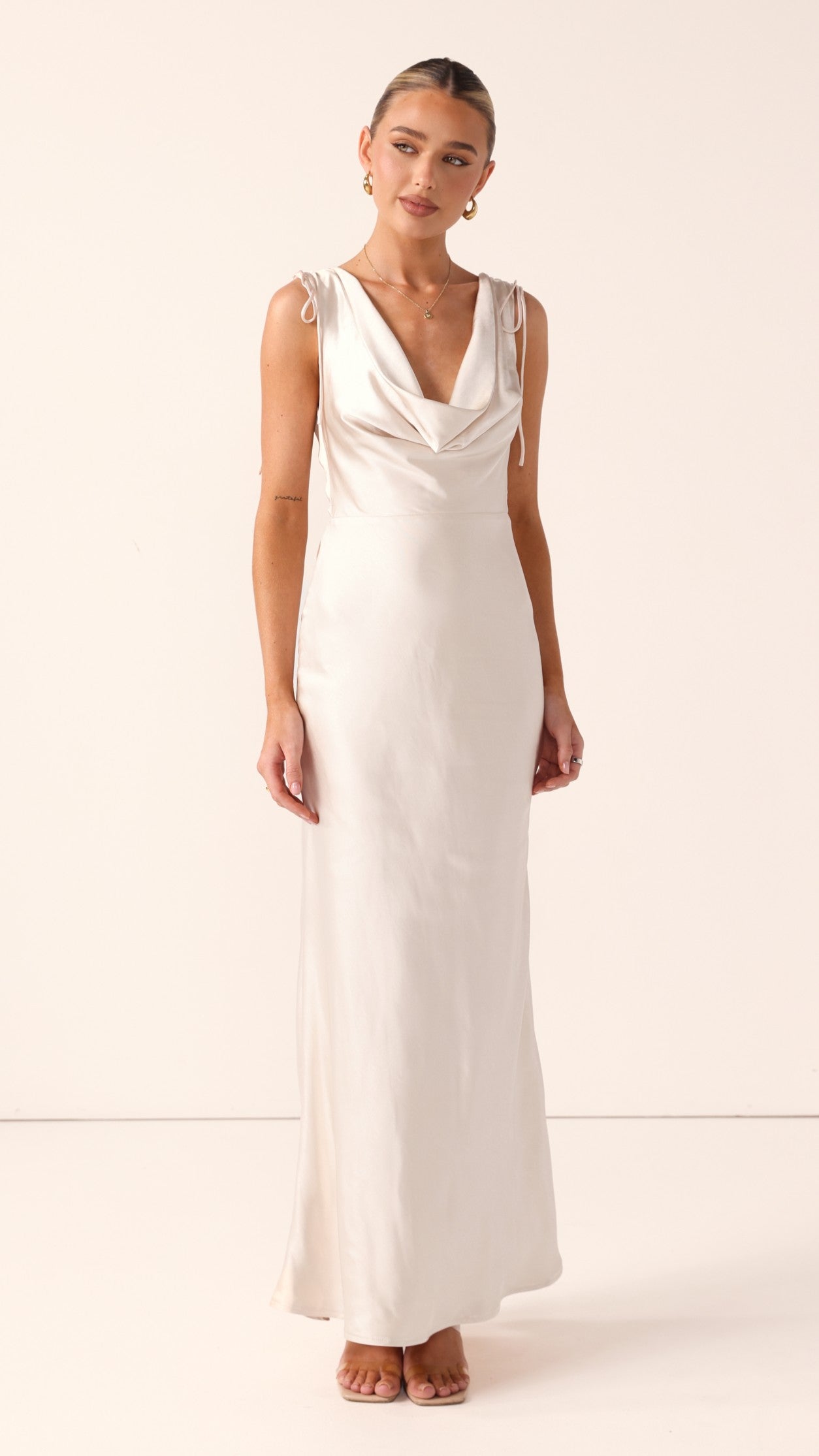 Madeline Cowl Neck Maxi Dress - Champagne - Billy J
