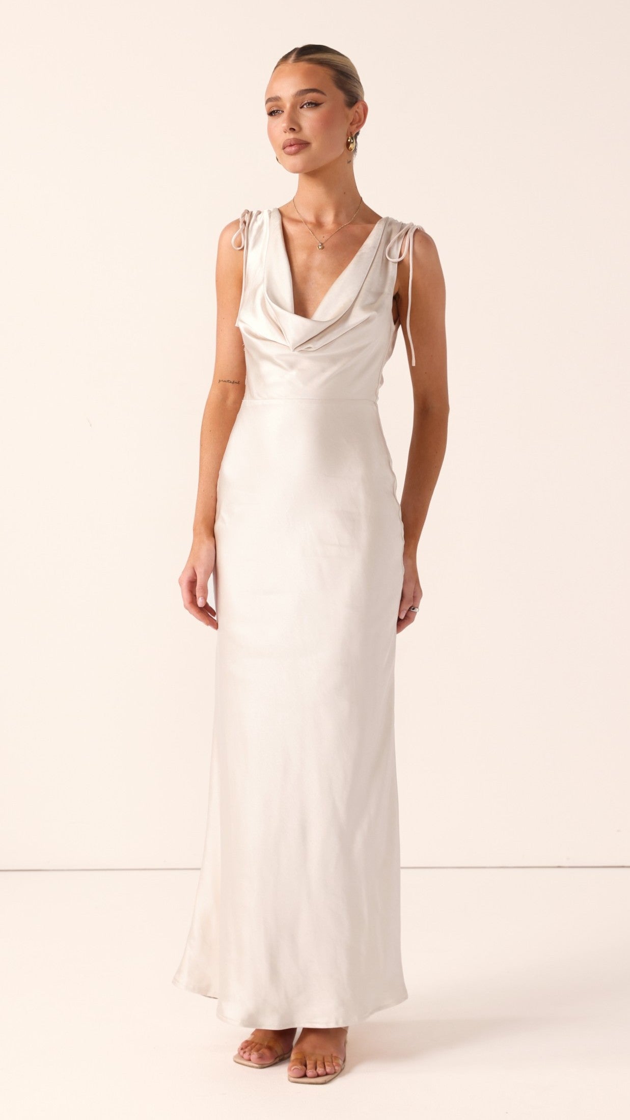 Madeline Cowl Neck Maxi Dress - Champagne - Billy J