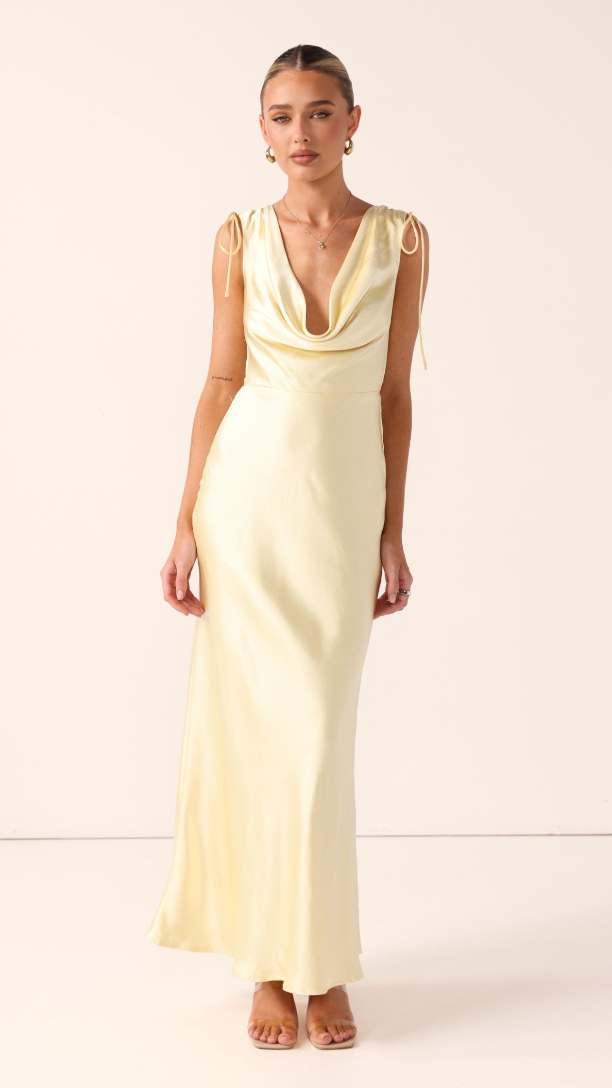 Madeline Cowl Neck Maxi Dress - Yellow - Billy J
