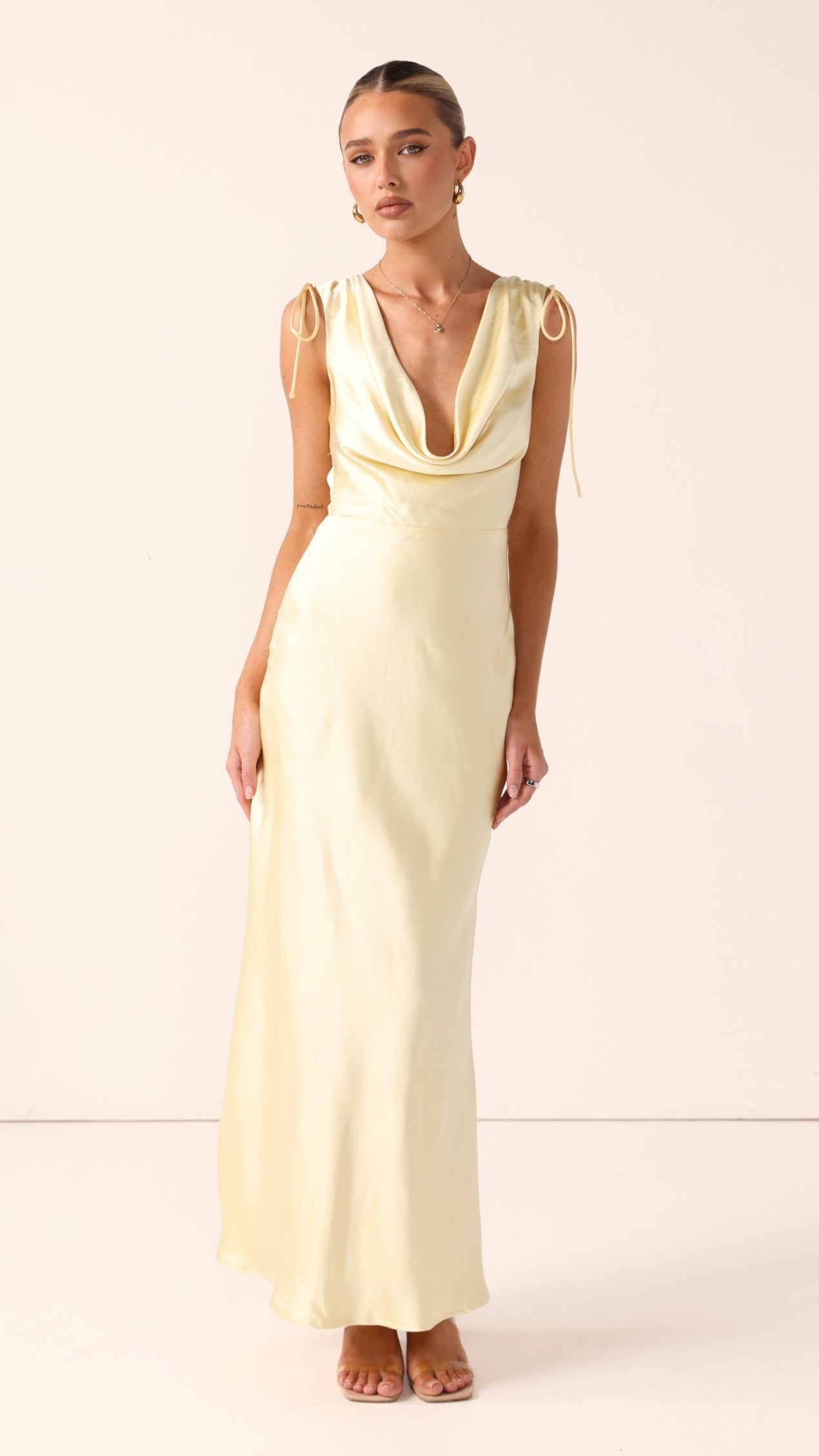 Madeline Cowl Neck Maxi Dress - Yellow - Billy J