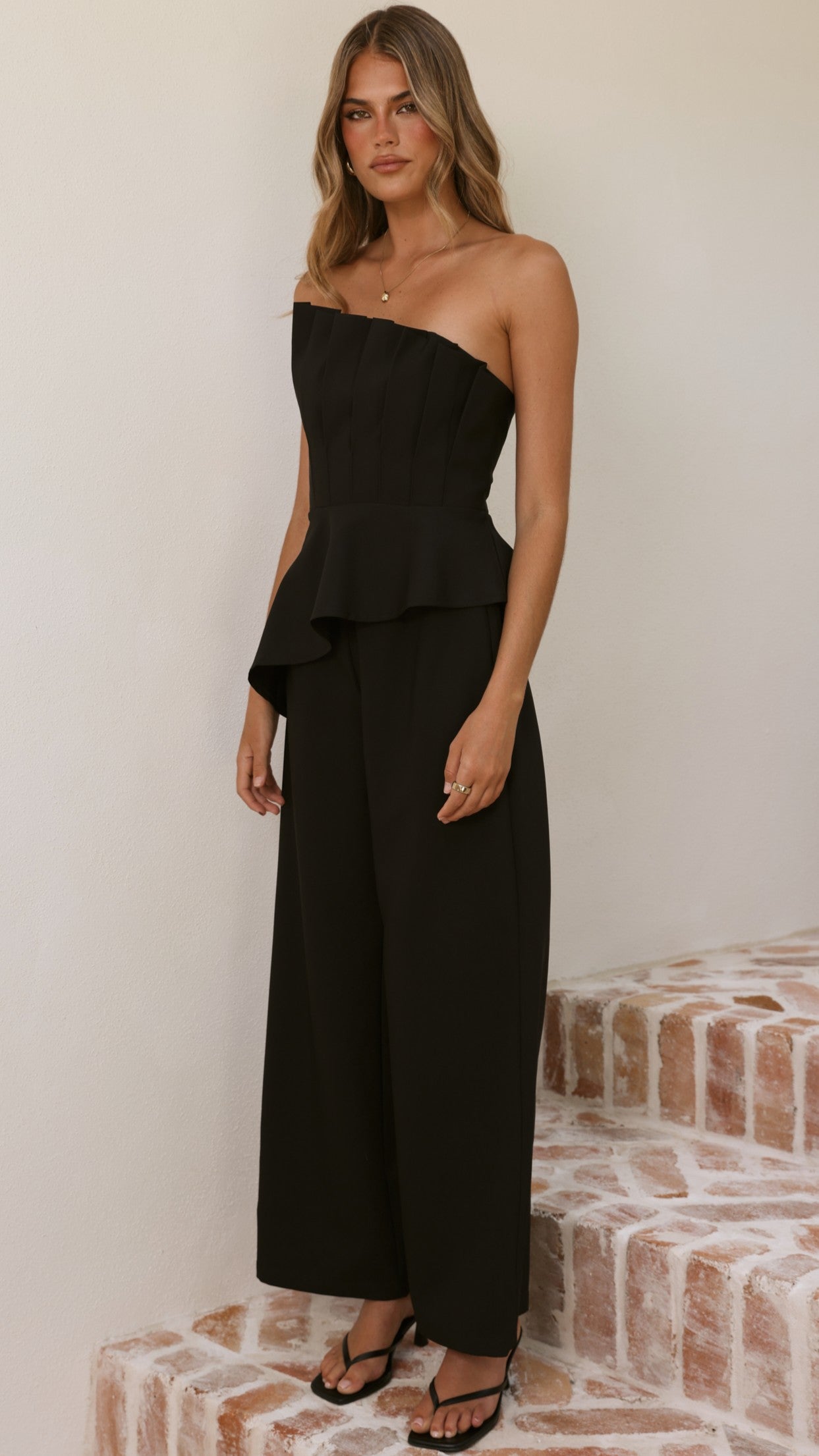 Javana Asymmetrical Top and Pants Set - Black - Billy J