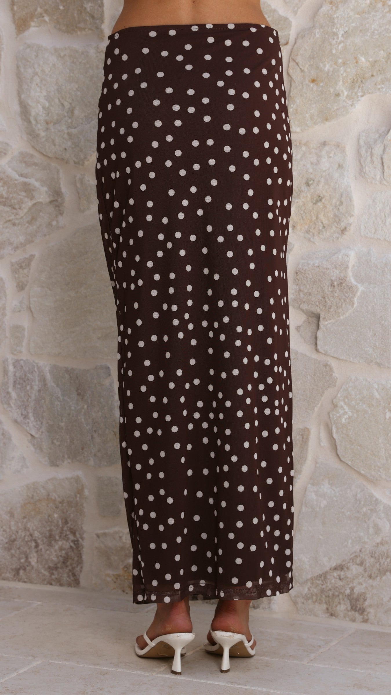Janika Maxi Skirt - Chocolate/White Polka Dot - Billy J