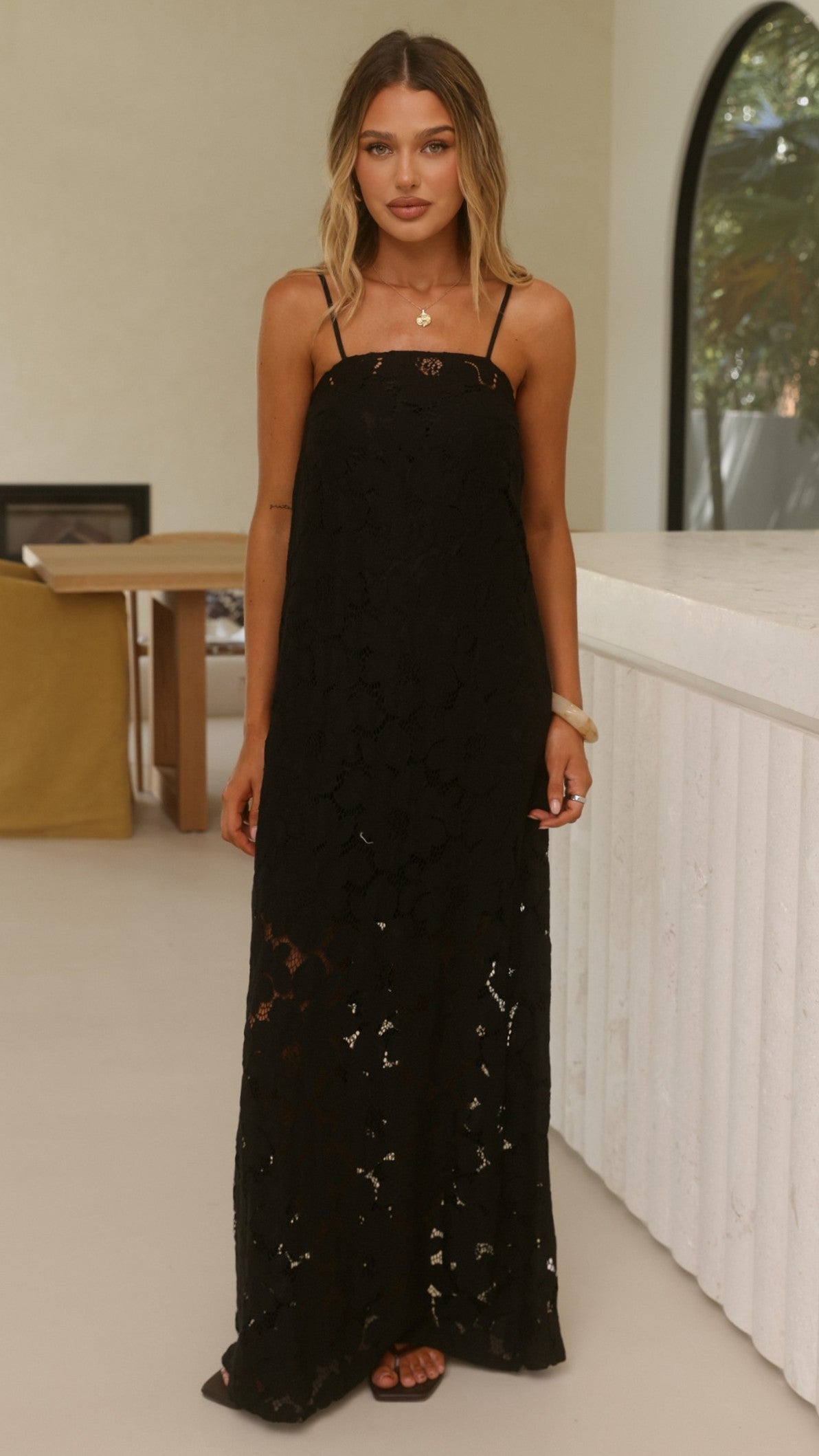 Oaklynn Maxi Dress - Black/Lace - Billy J