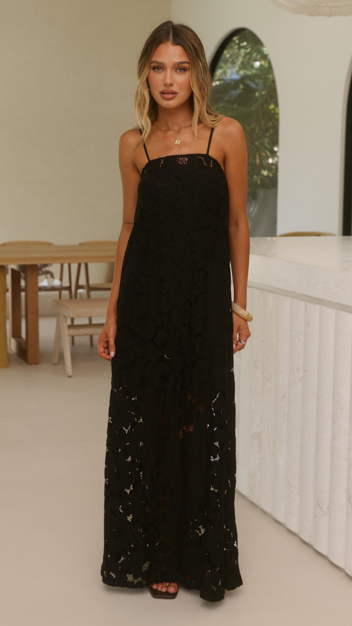 Oaklynn Maxi Dress - Black/Lace - Billy J