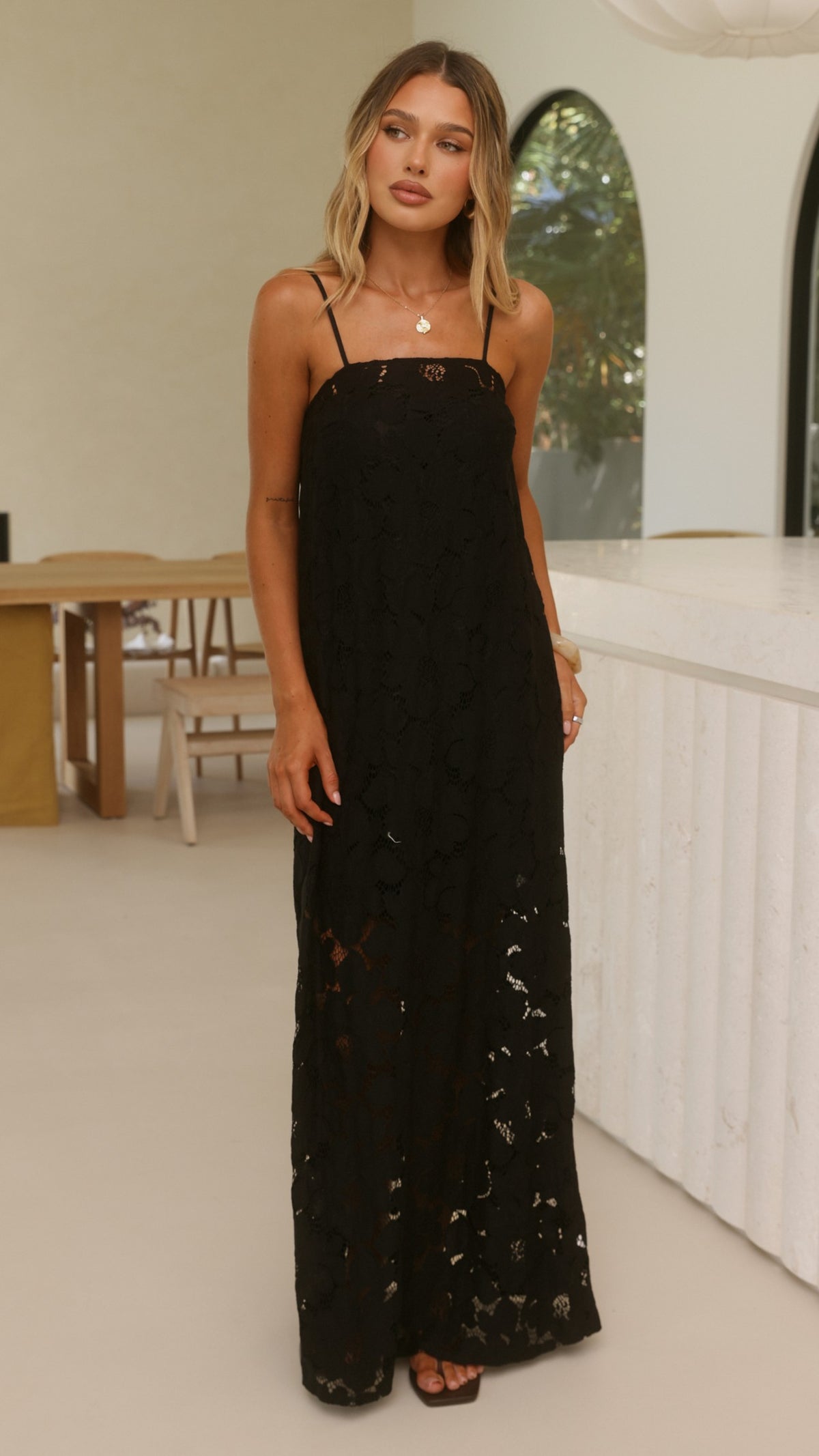 Oaklynn Maxi Dress - Black/Lace - Billy J