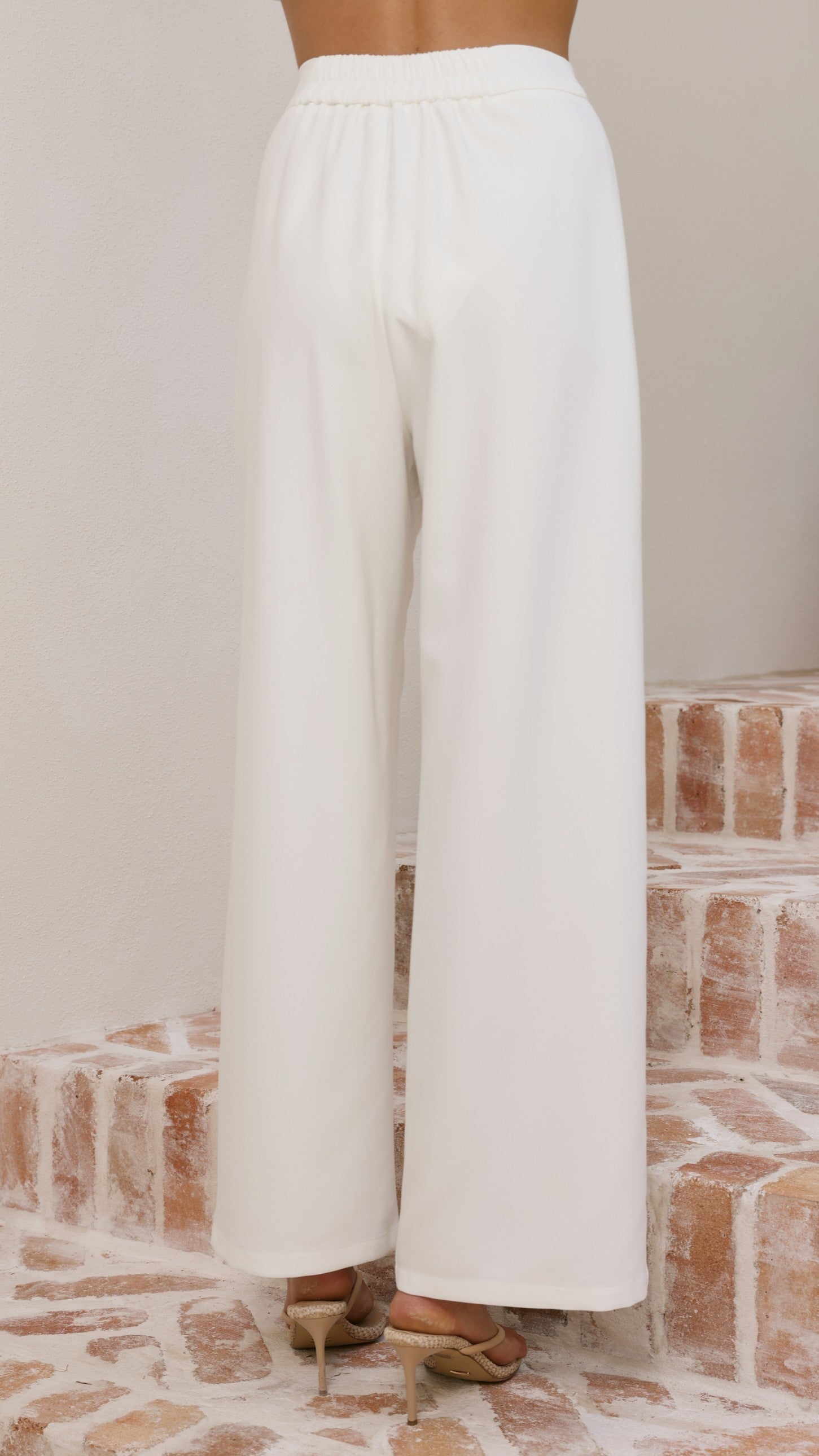 Javana Asymmetrical Top and Pants Set - White - Billy J