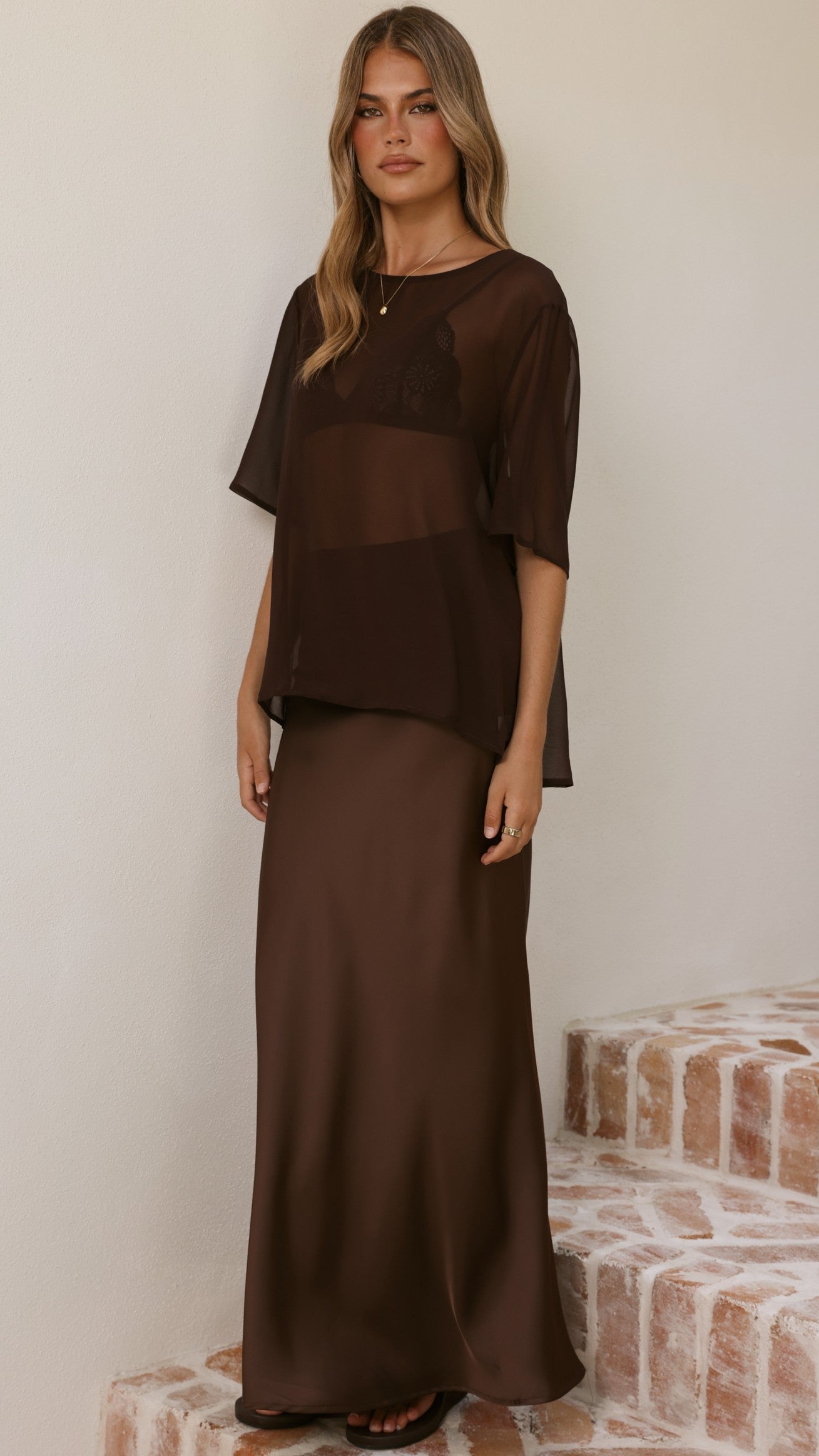 Davette Mesh T-Shirt - Chocolate - Billy J