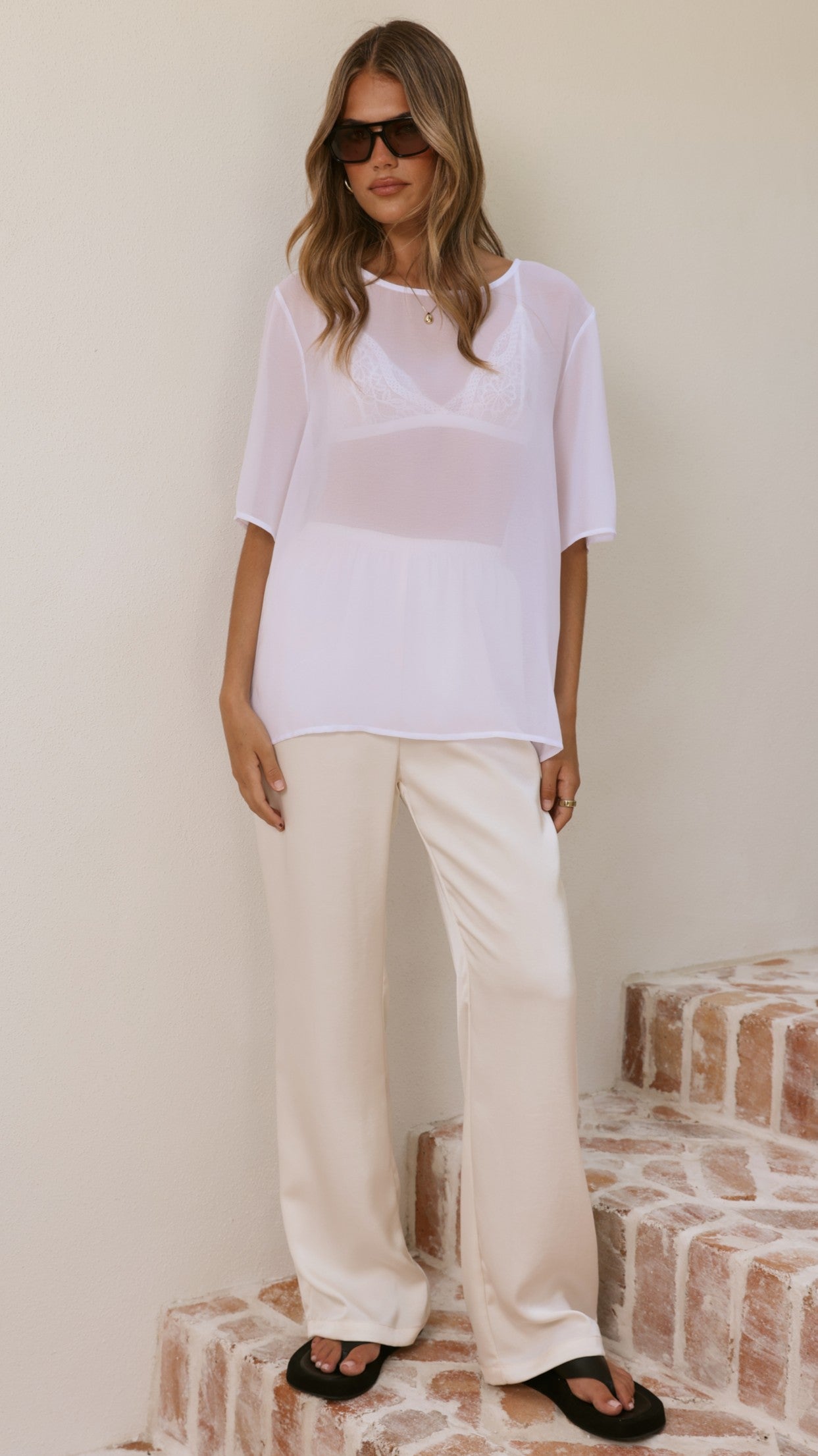 Davette Mesh T-Shirt - White - Billy J