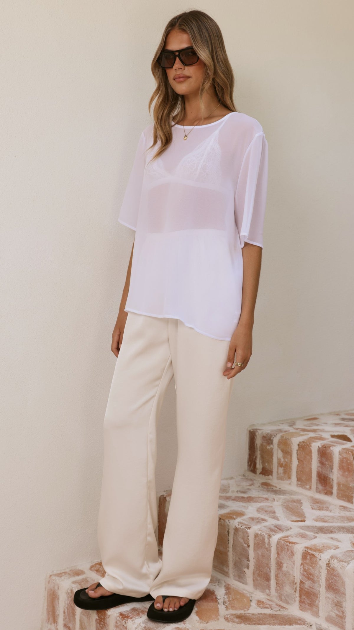 Davette Mesh T-Shirt - White - Billy J