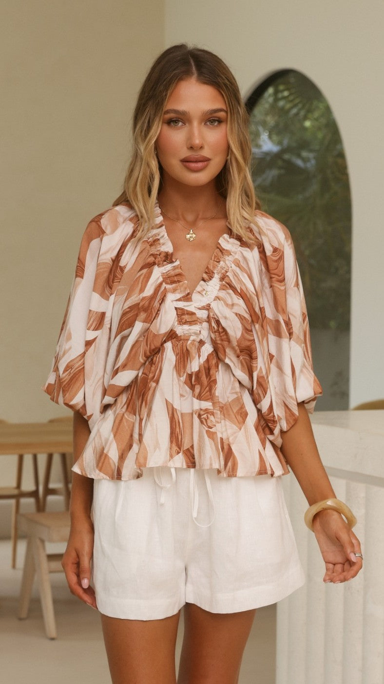 Sutton Top - Brown/Tan - Billy J