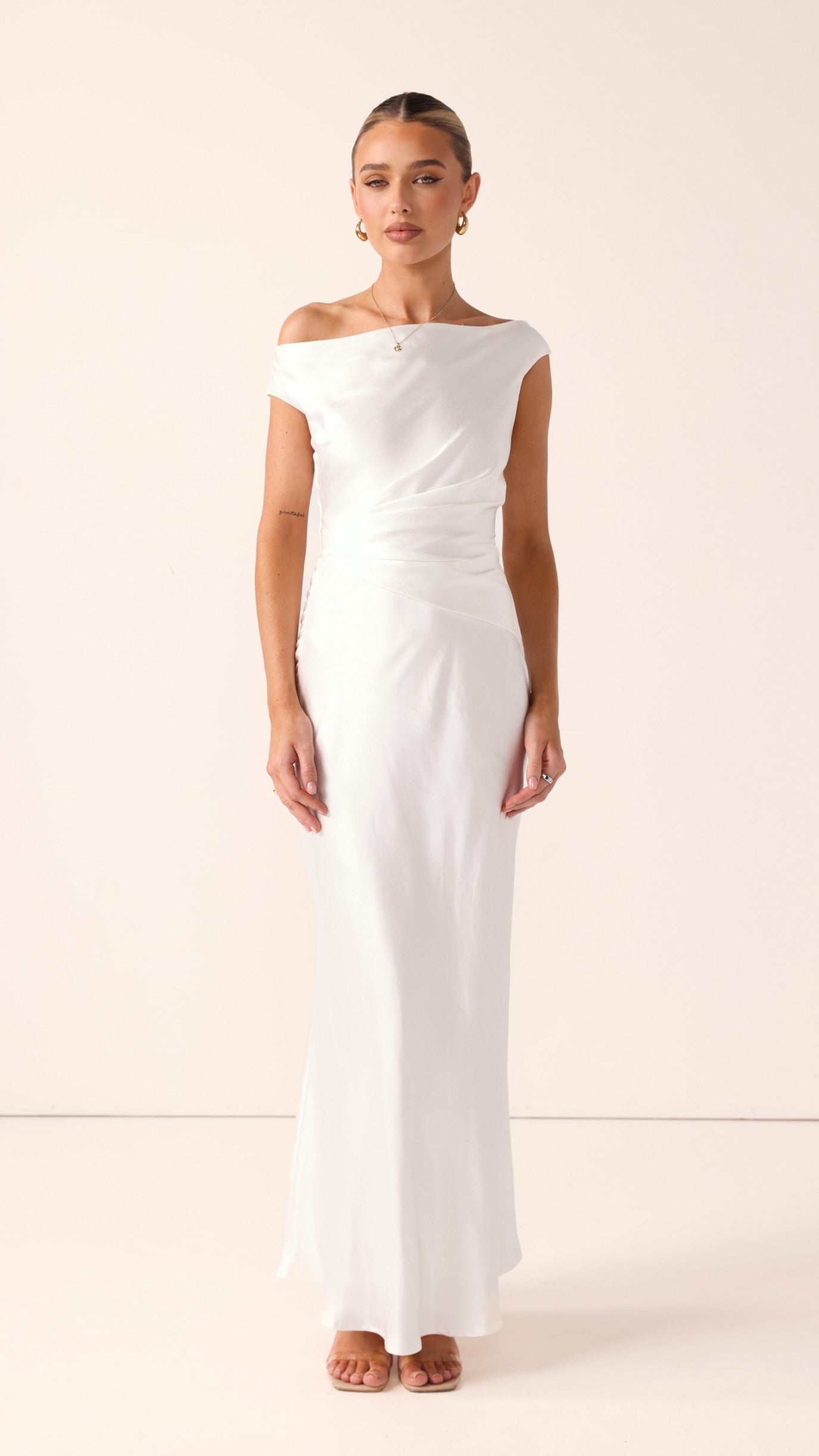Auria Off Shoulder Maxi Dress - Ivory - Billy J