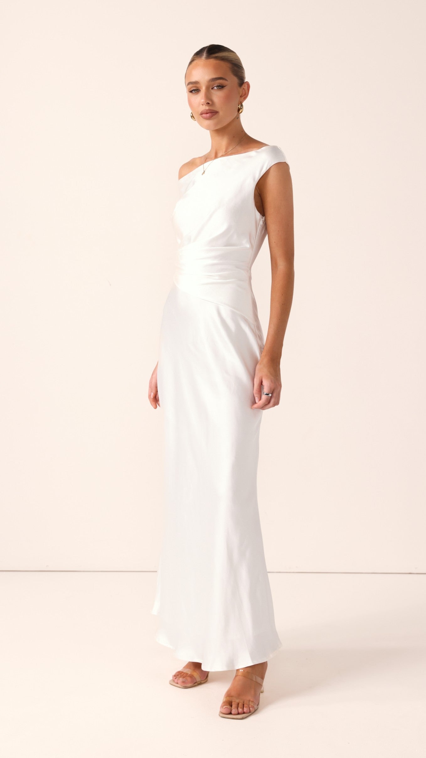 Auria Off Shoulder Maxi Dress - Ivory - Billy J