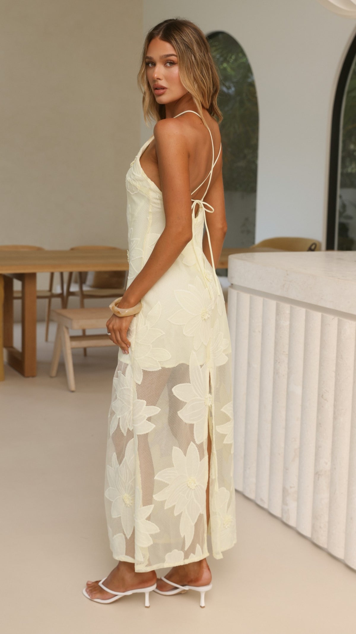 Colette Lace Maxi Dress - Yellow - Billy J