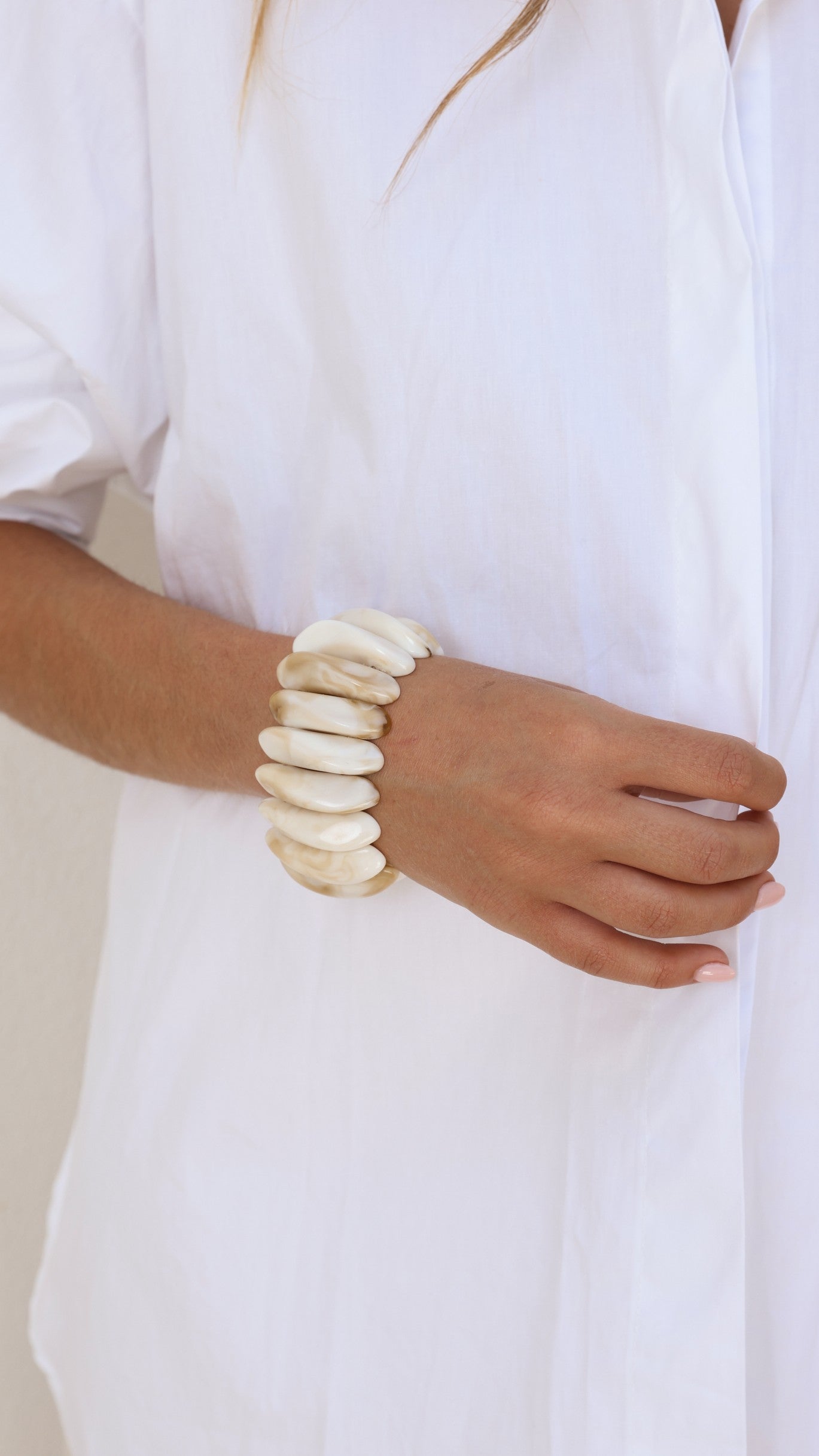Destiny Stretch Bracelet - Cream Marble - Billy J
