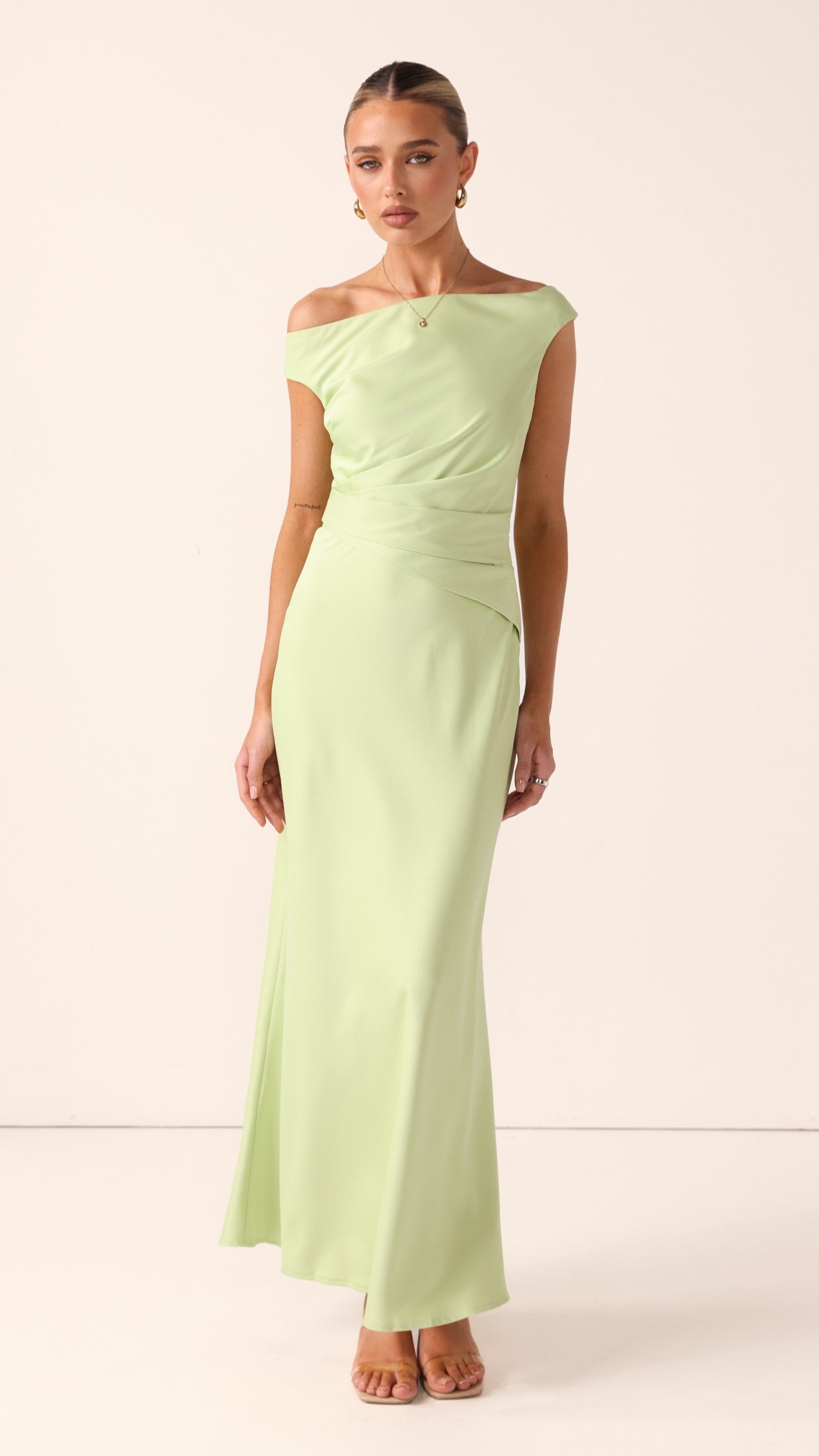 Auria Off Shoulder Maxi Dress - Key Lime - Billy J