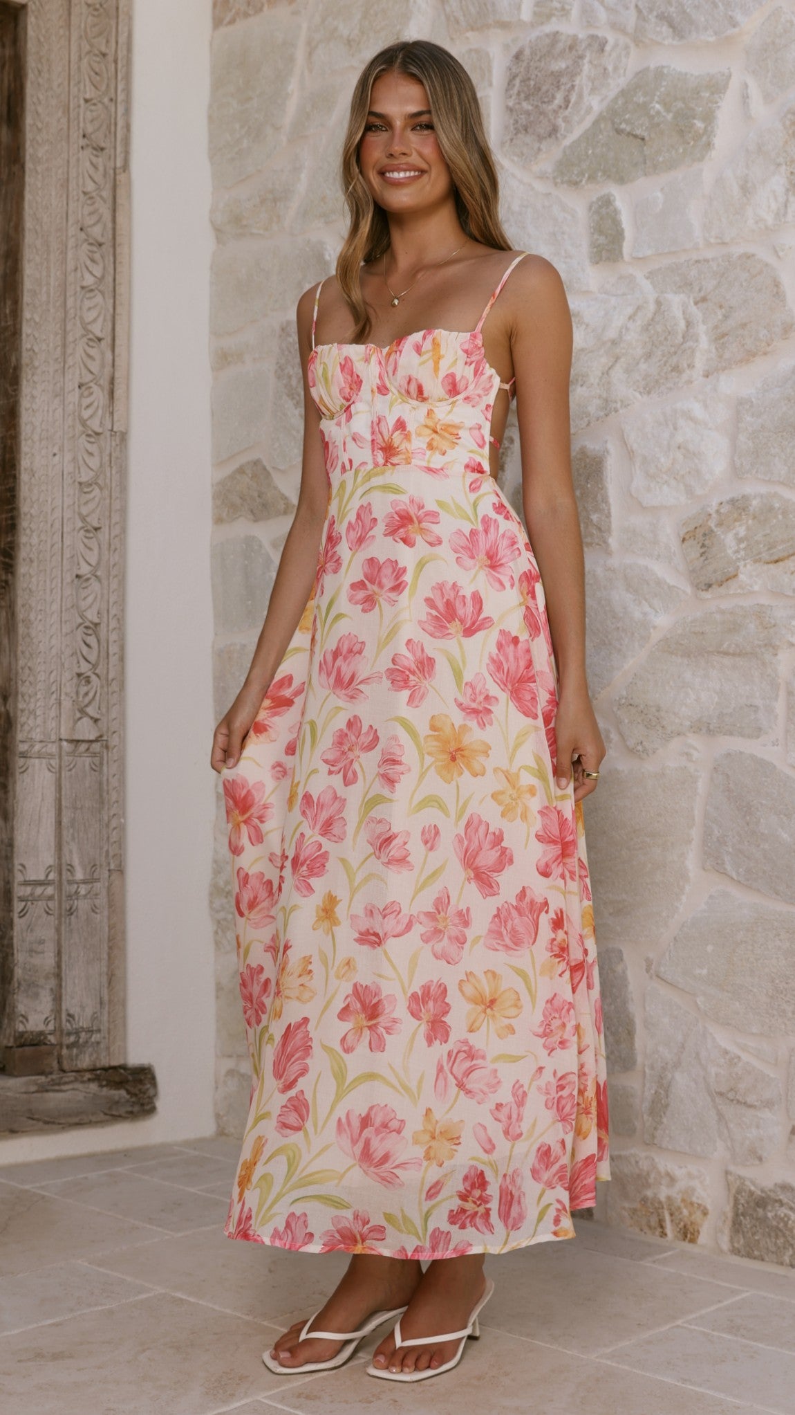 Rahima Maxi Dress - Pink/Yellow Flower - Billy J