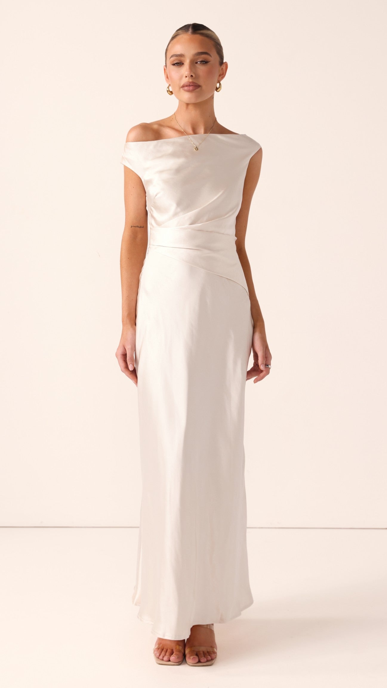 Auria Off Shoulder Maxi Dress - Champagne - Billy J
