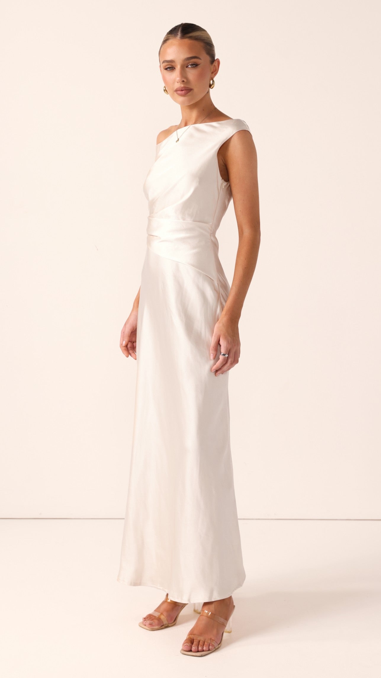Auria Off Shoulder Maxi Dress - Champagne - Billy J