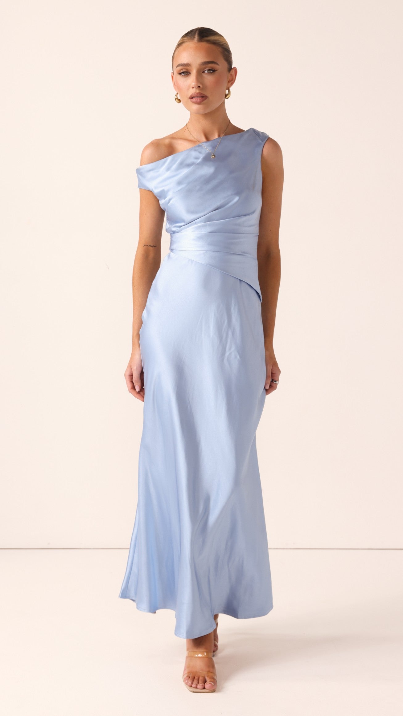 Auria Off Shoulder Maxi Dress - Blue - Billy J