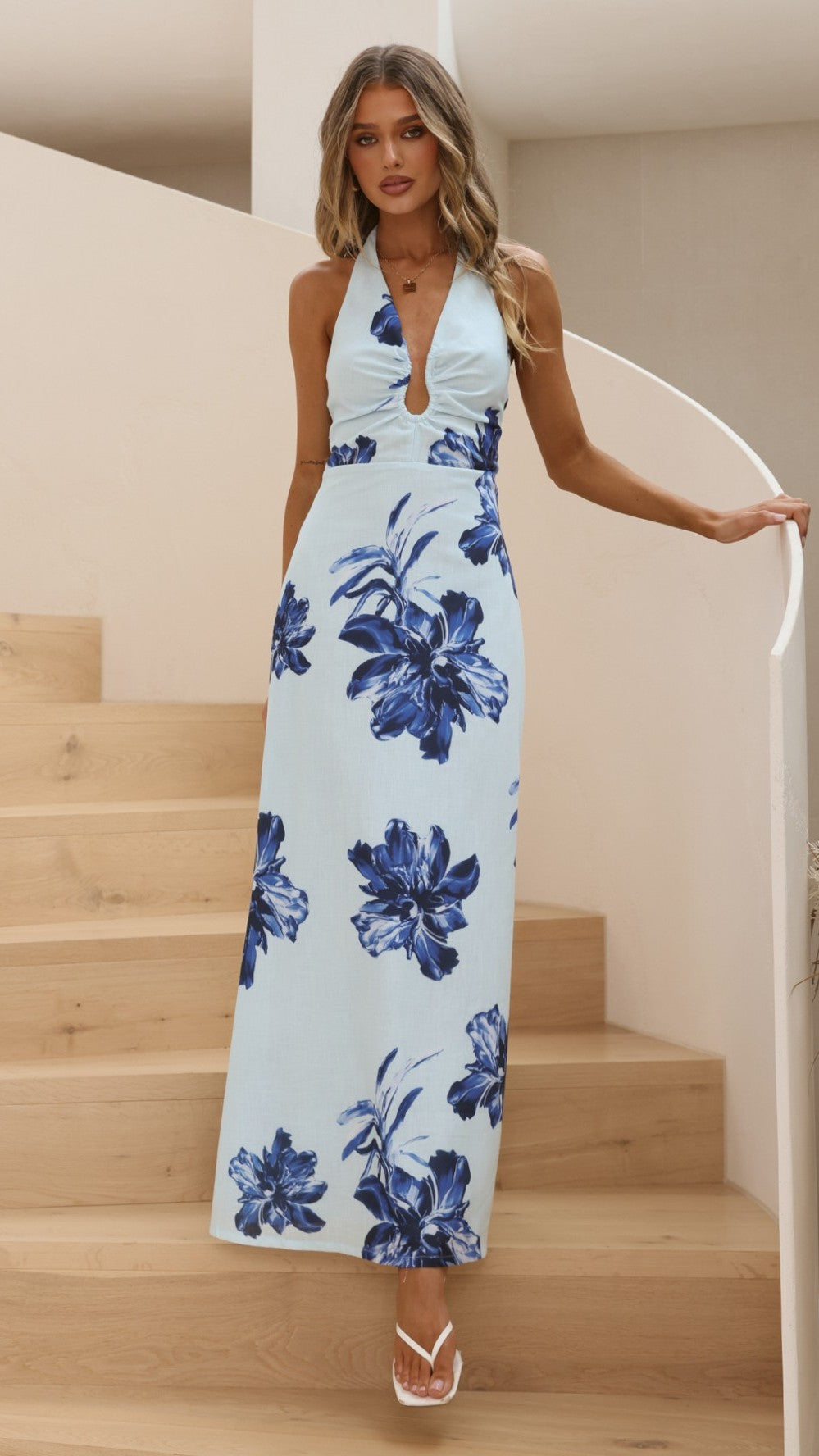 Larna Maxi Dress - Blue Floral - Billy J