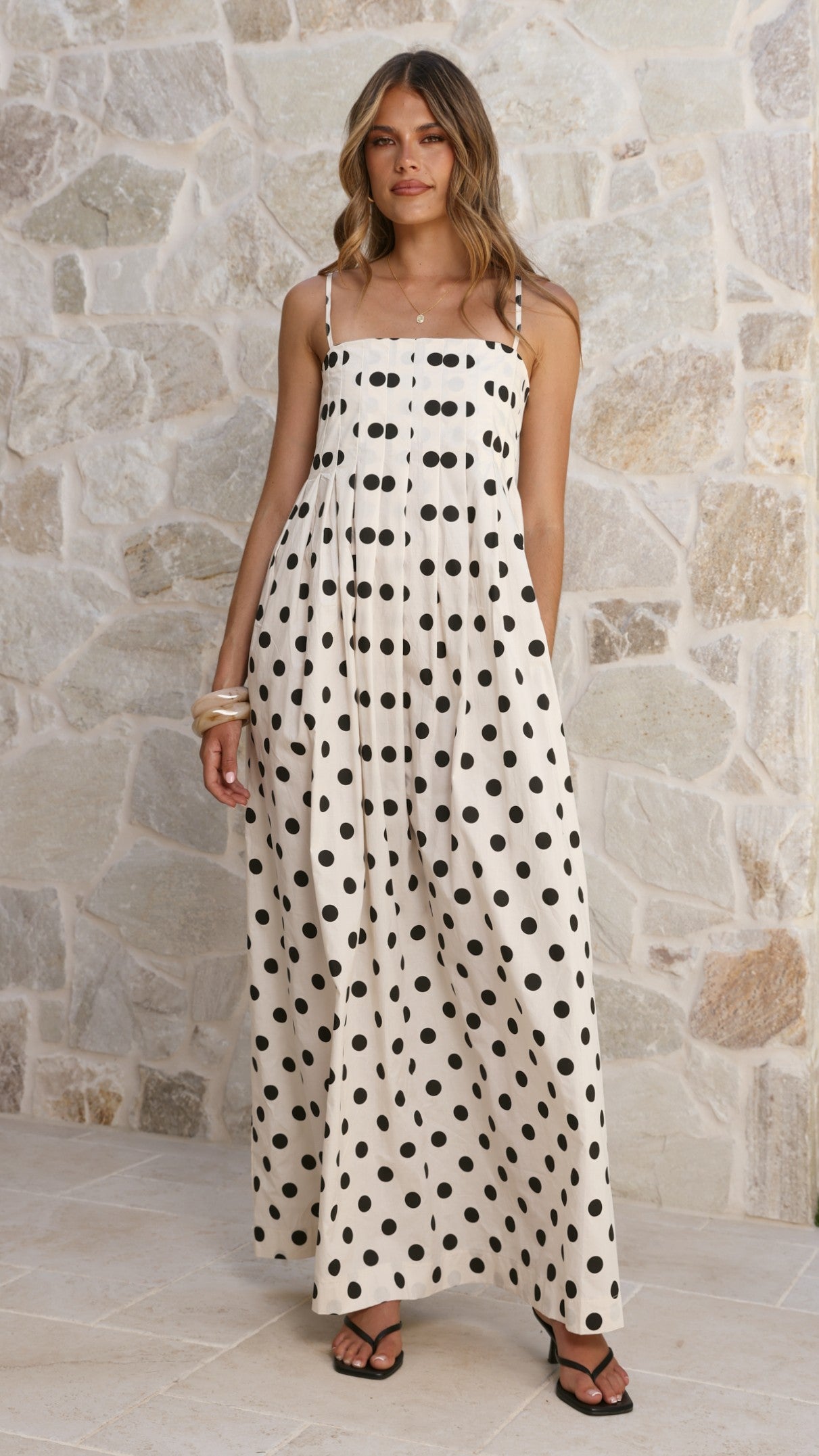 Felicity Maxi Dress - White/Black Spot - Billy J