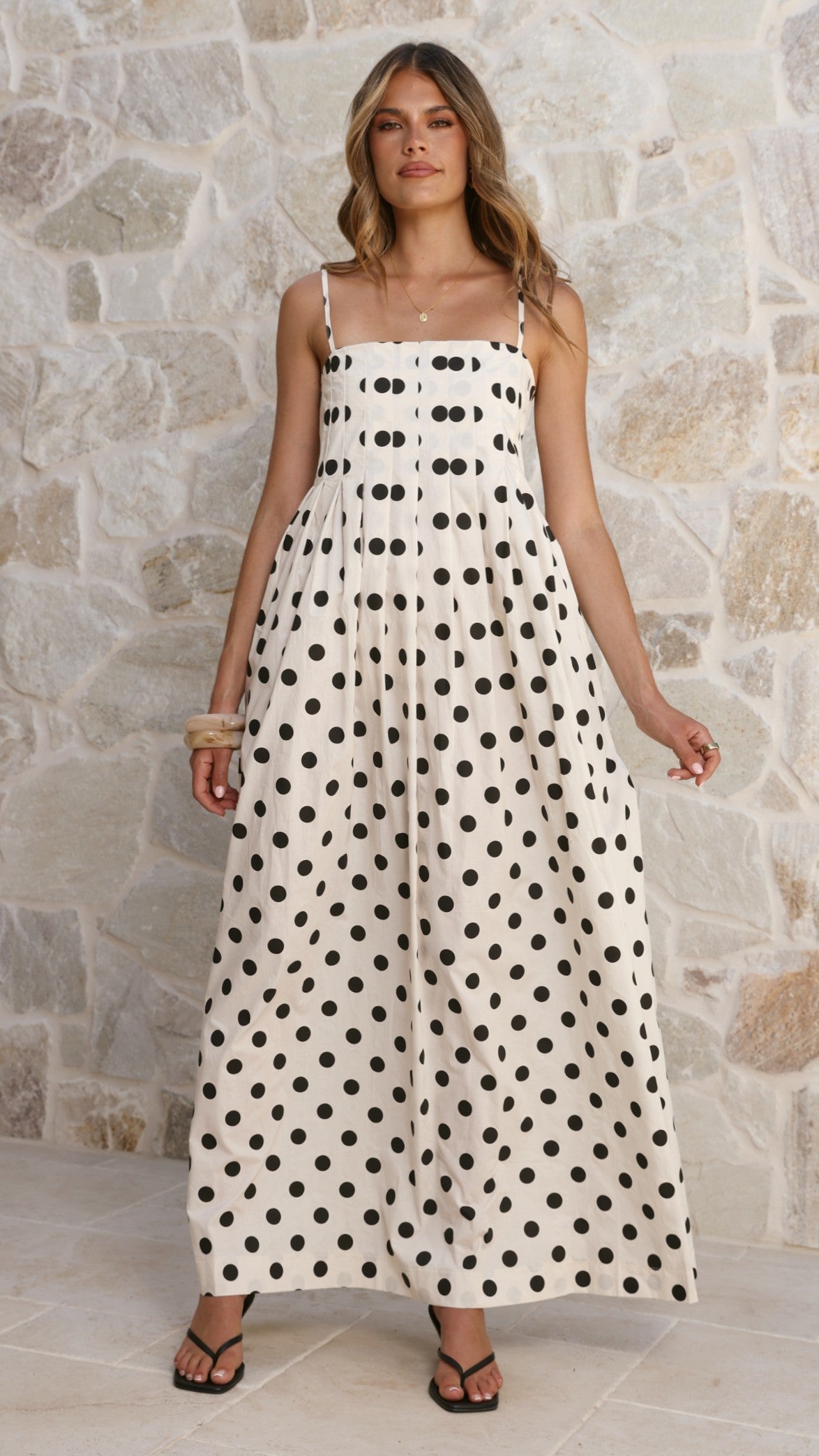 Felicity Maxi Dress - White/Black Spot - Billy J