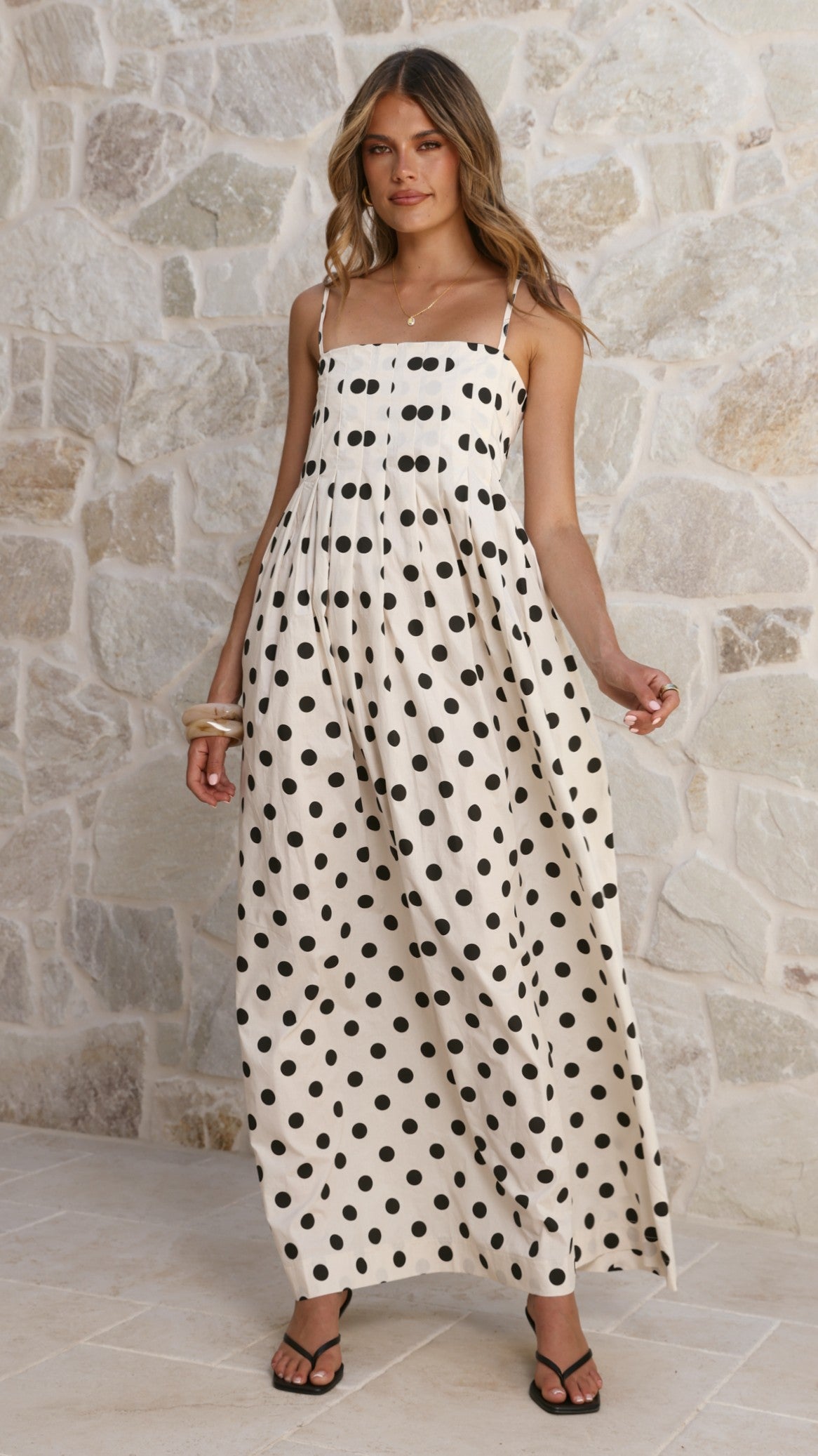 Felicity Maxi Dress - White/Black Spot - Billy J