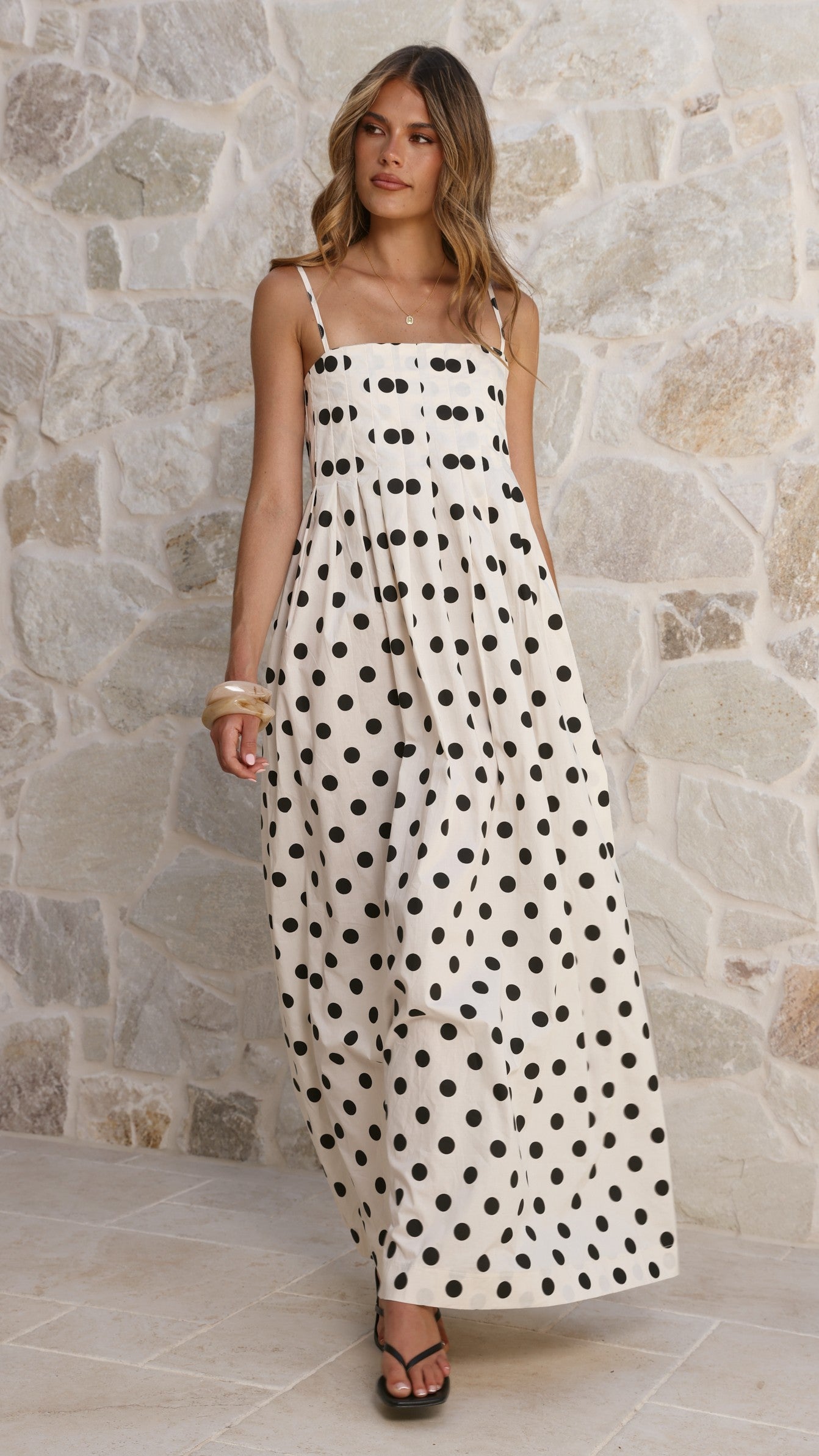 Felicity Maxi Dress - White/Black Spot - Billy J