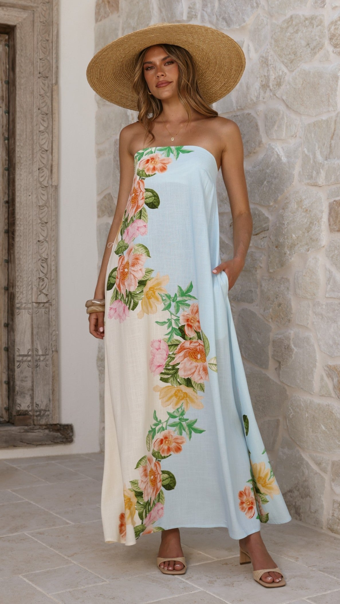 Ellea Maxi Dress - Botanical Bliss Blue - Billy J