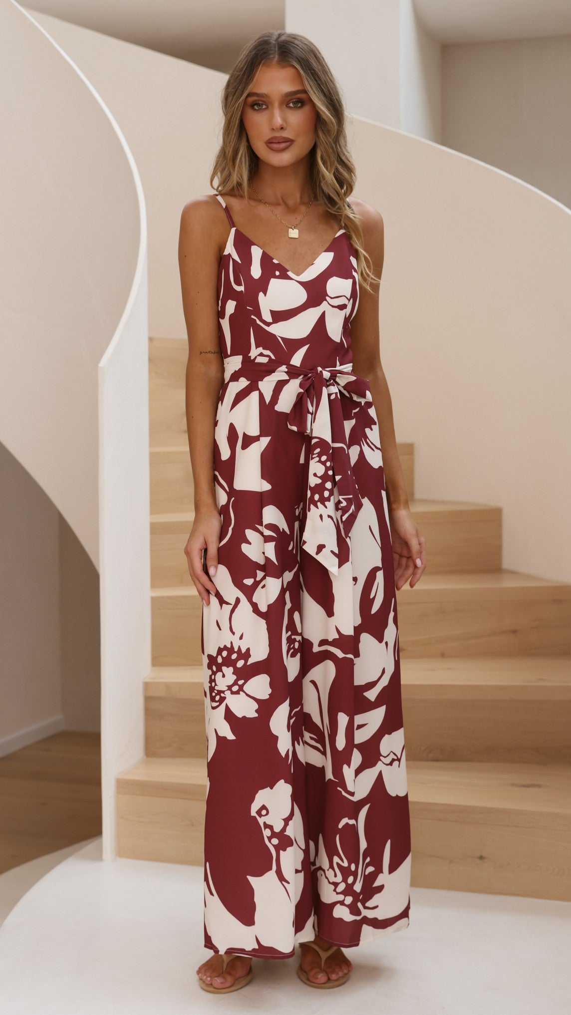 Melina Jumpsuit - Merlot Floral - Billy J