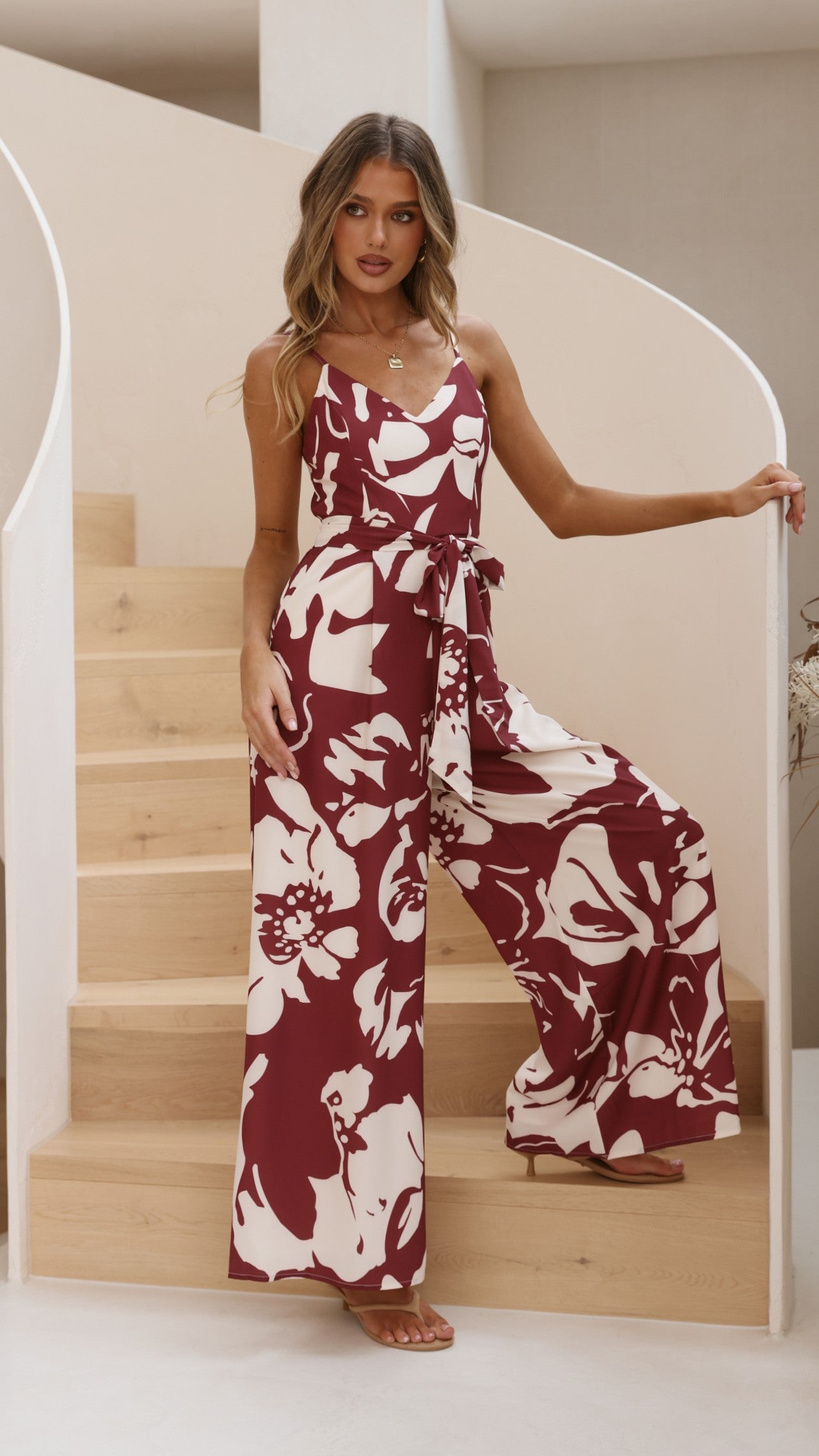 Melina Jumpsuit - Merlot Floral - Billy J