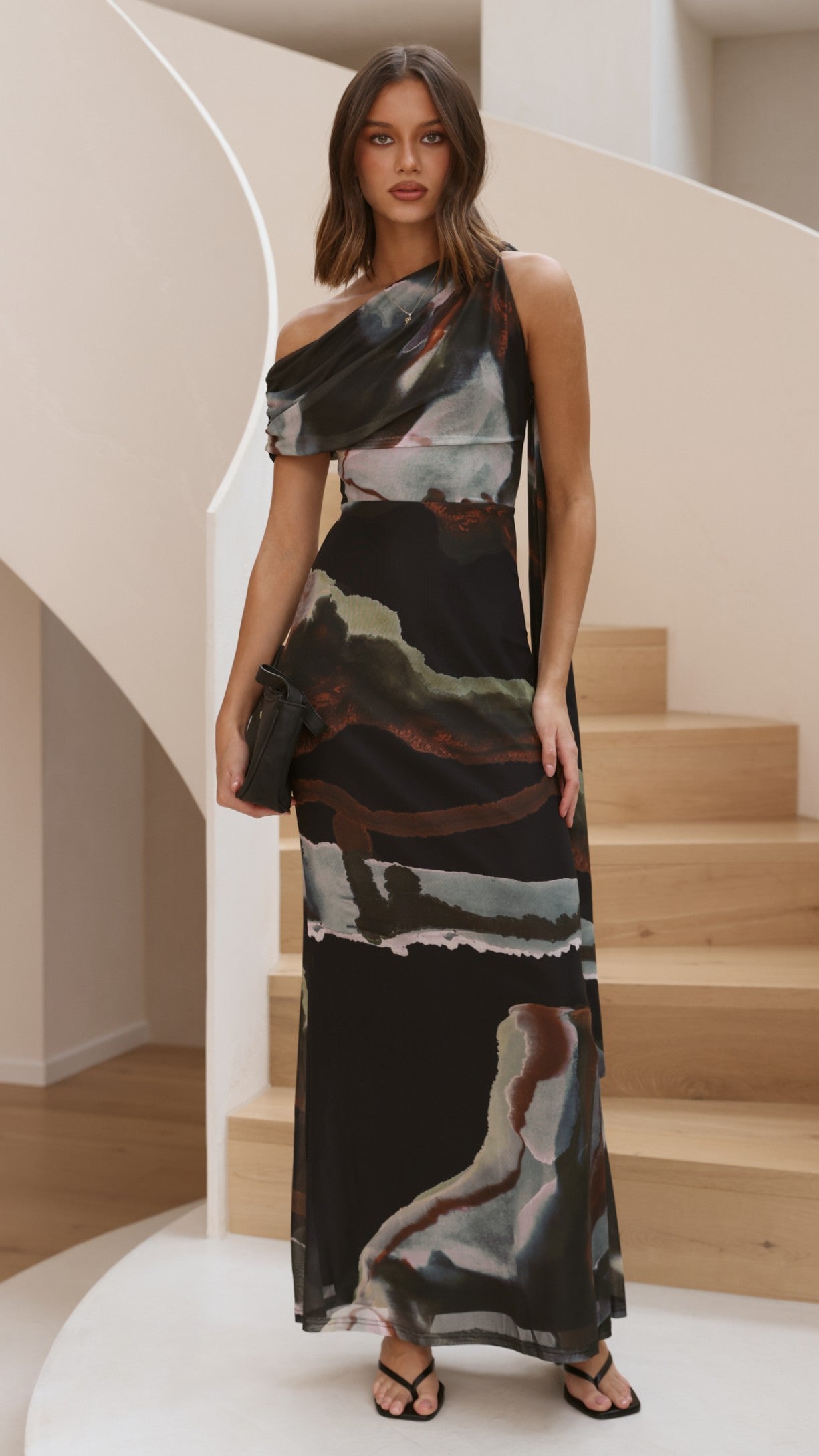 Geneva Maxi Dress - Green Abstract - Billy J
