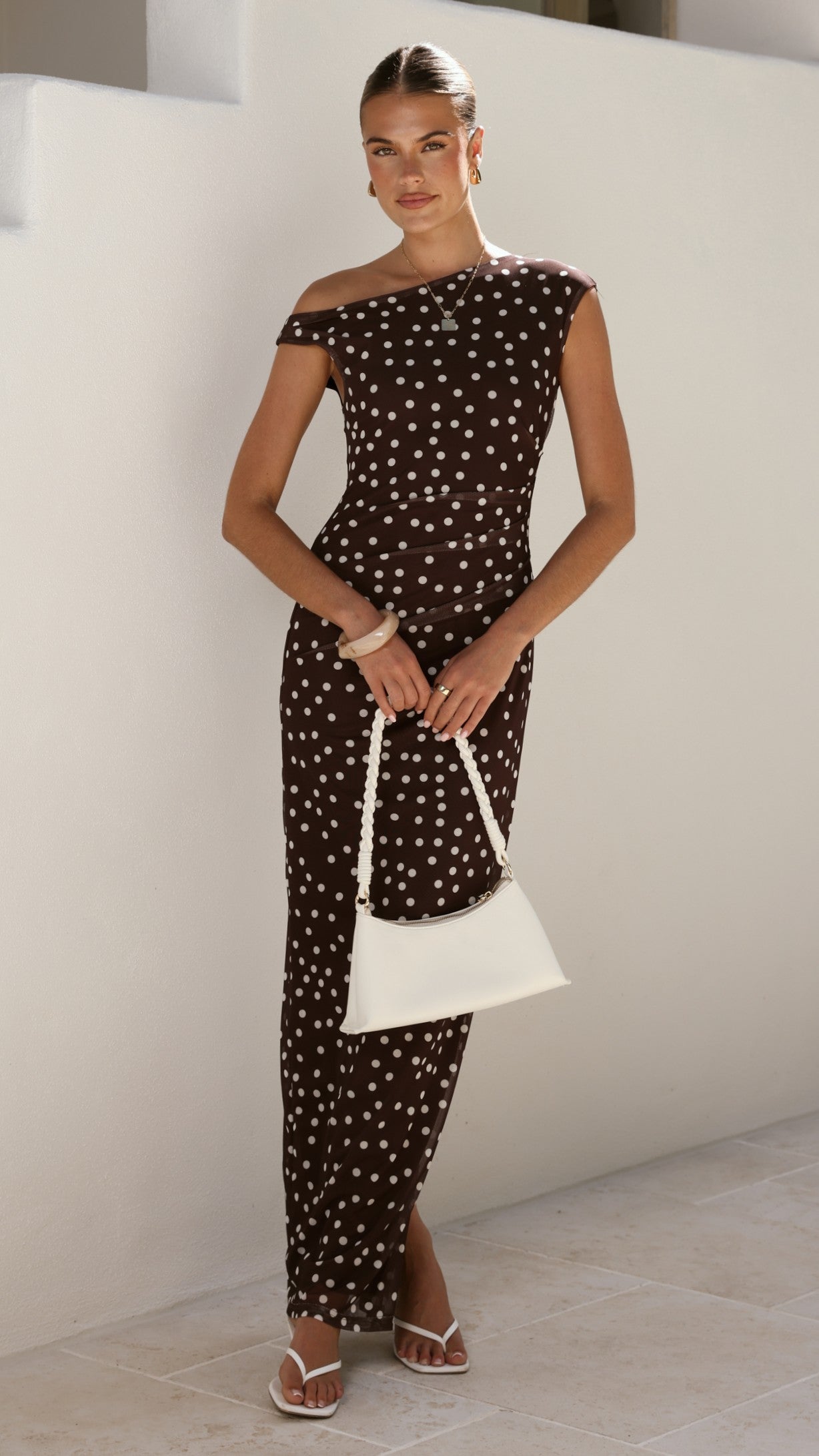 Lilani Maxi Dress - Chocolate/White Polka Dot - Billy J