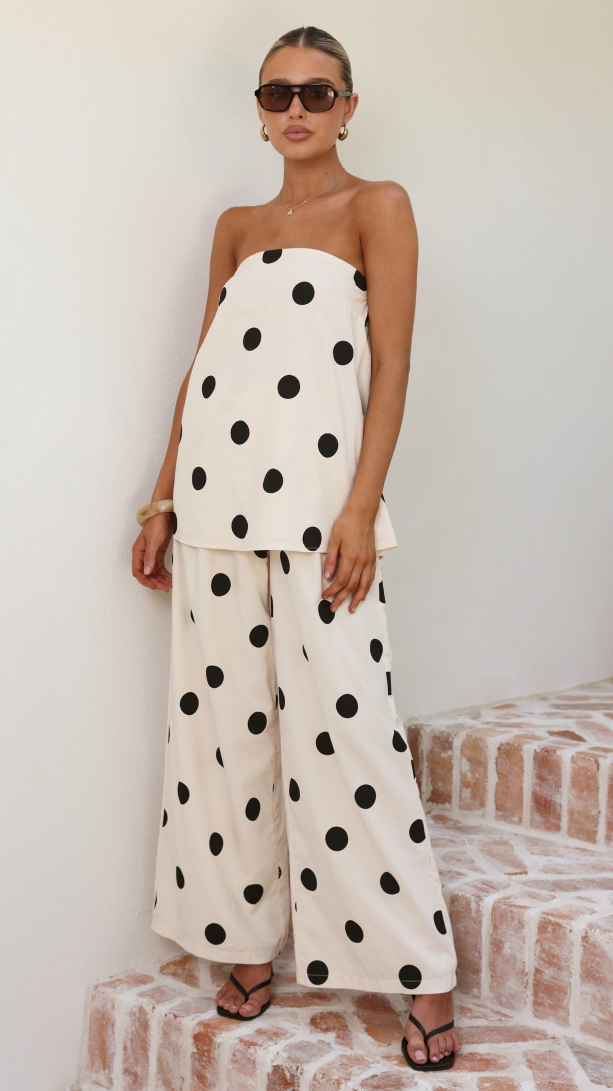 Hazelle Pants - Beige/Black Polka Dot - Billy J
