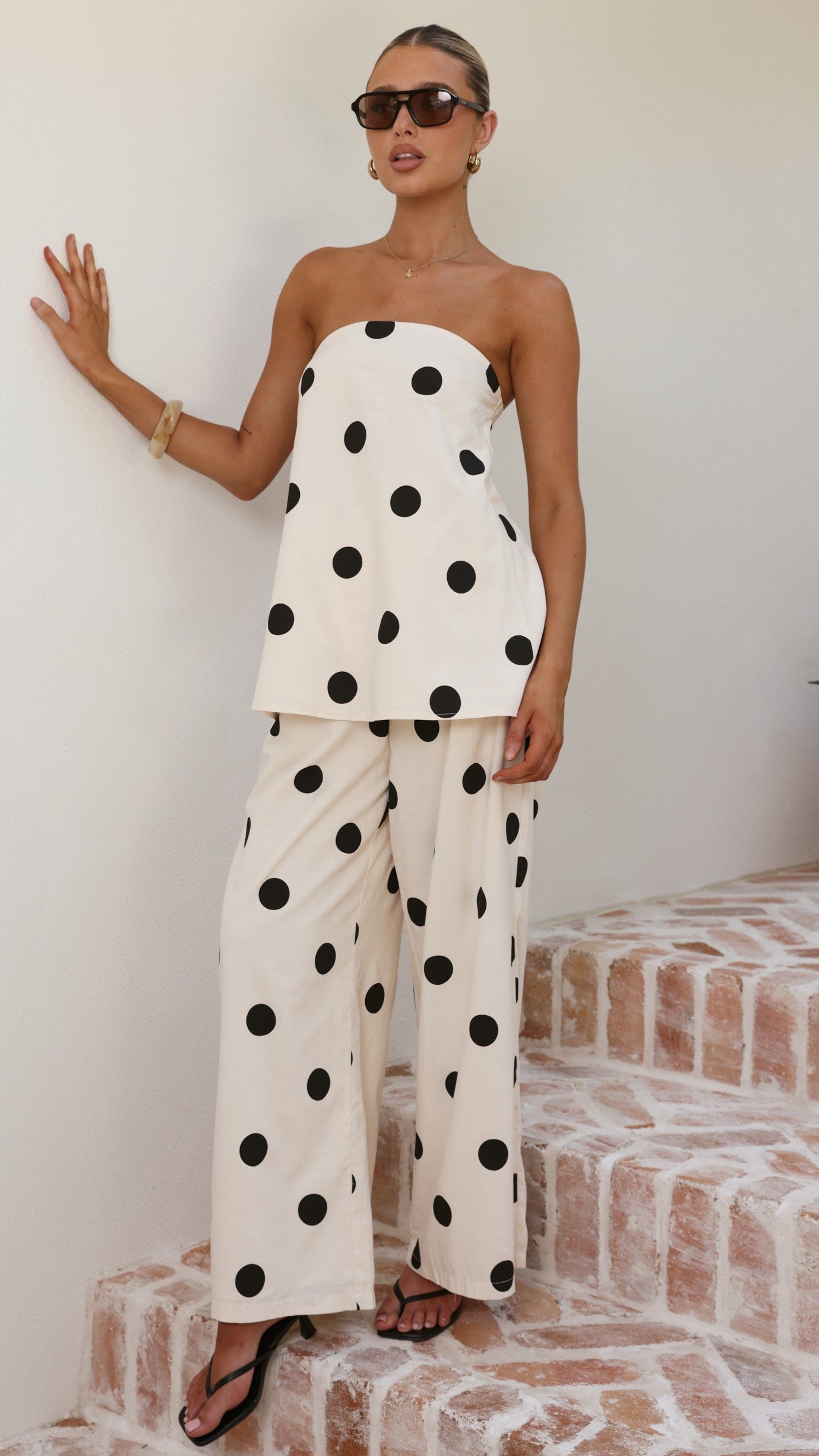 Hazelle Pants - Beige/Black Polka Dot - Billy J