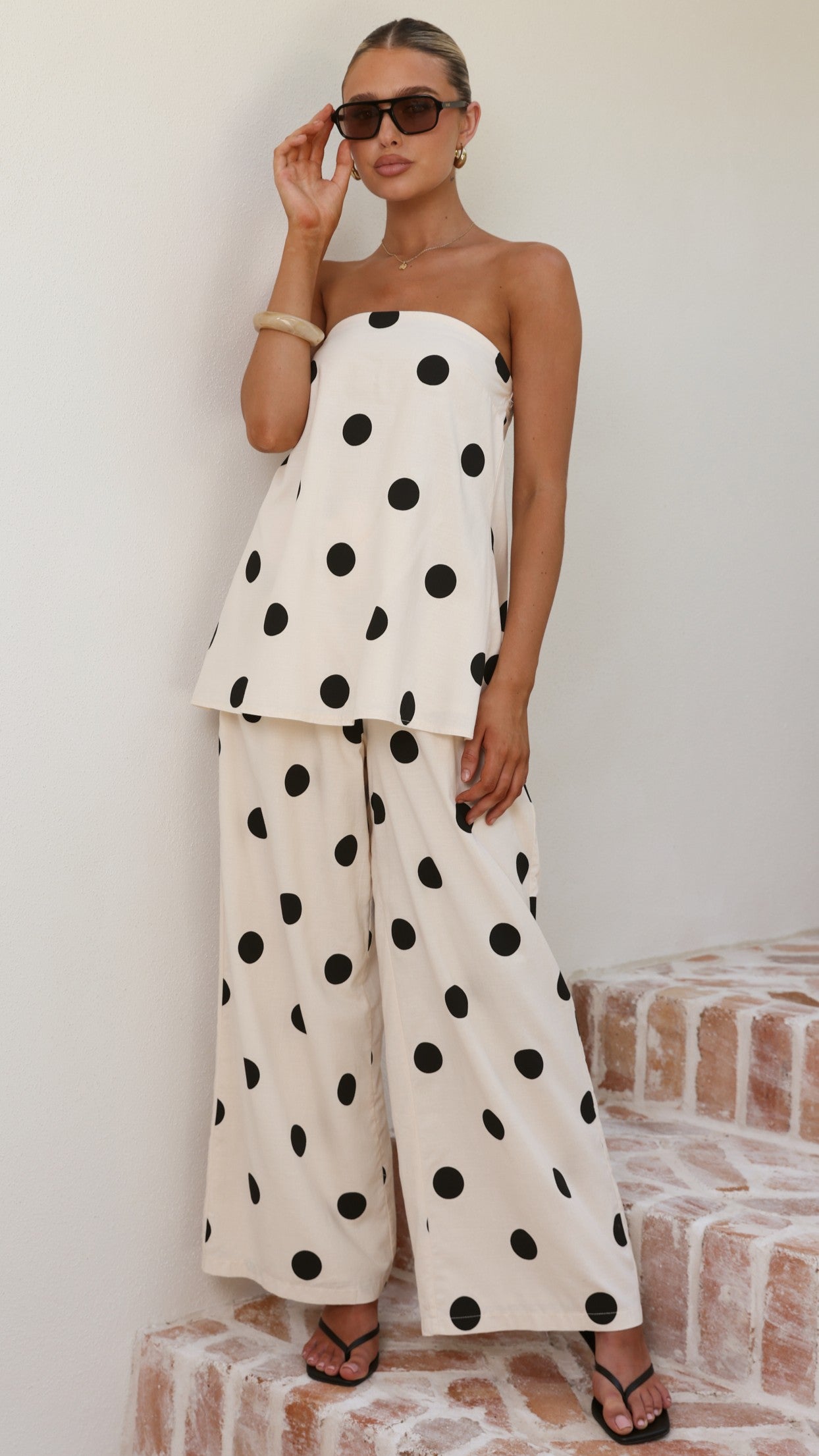 Hazelle Pants - Beige/Black Polka Dot - Billy J
