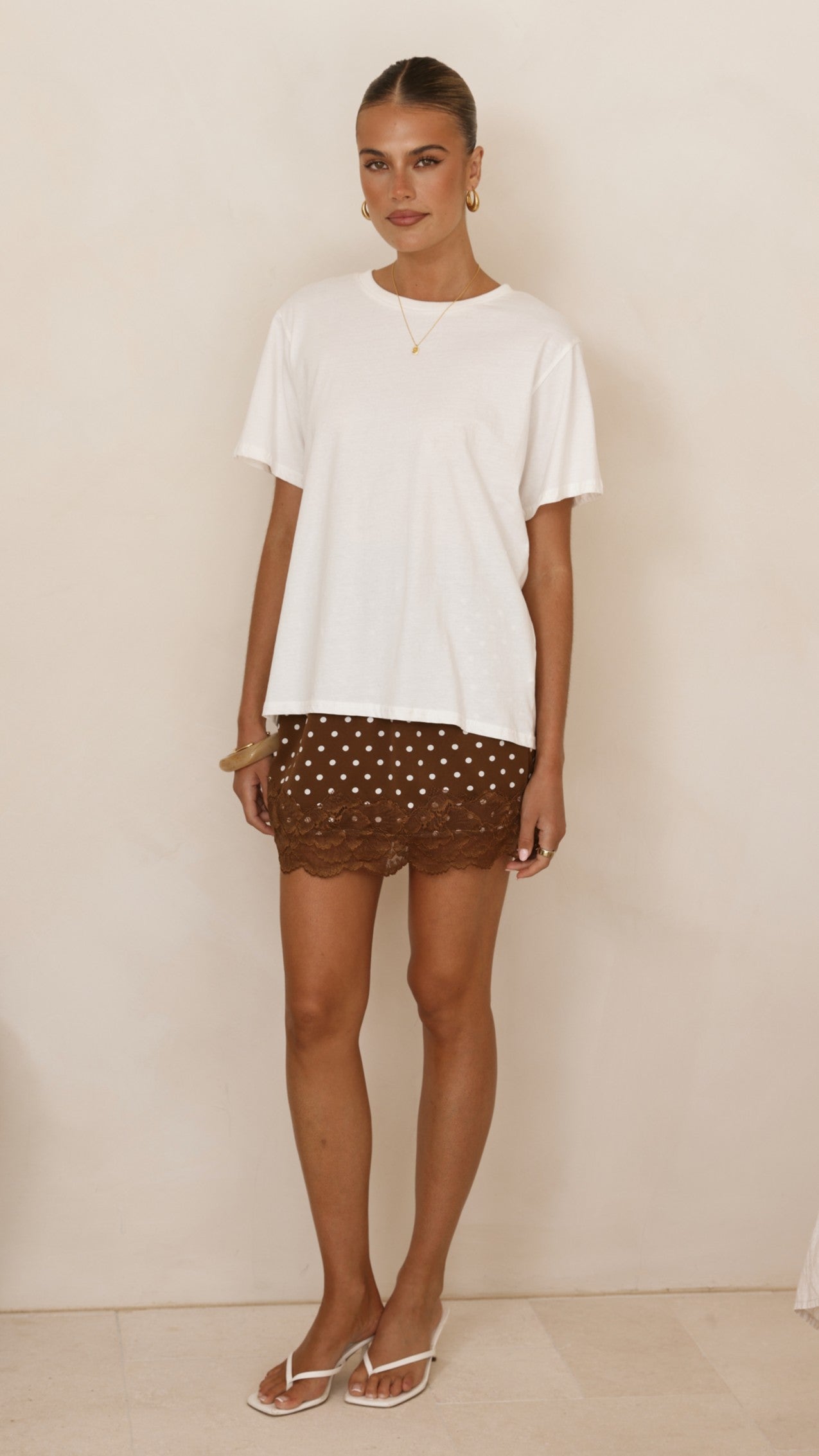 Kiki Lace Mini Skirt - Chocolate Polka - Billy J
