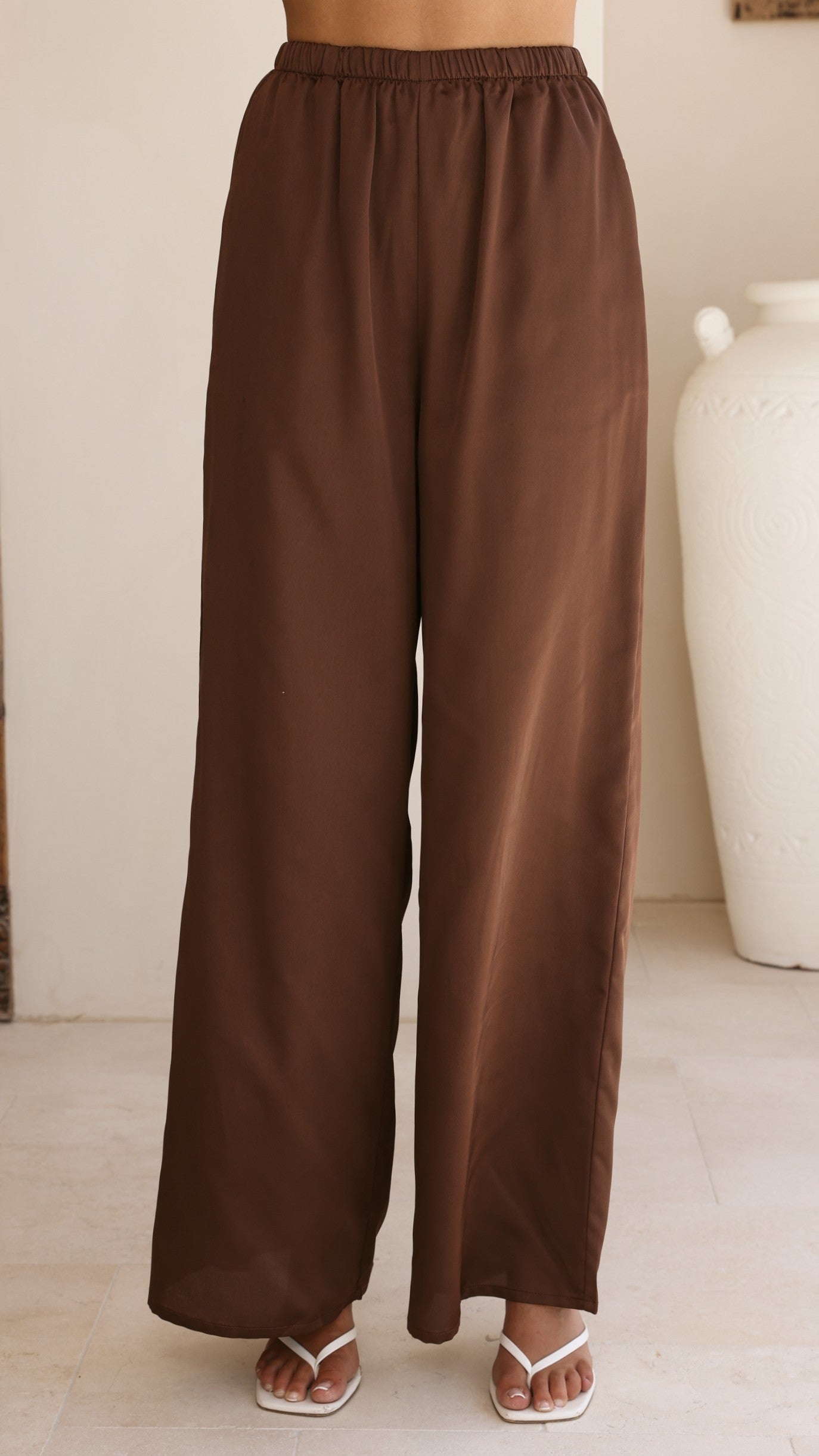 Hayleigh Asymmetrical Top and Pants Set - Chocolate/Lace - Billy J